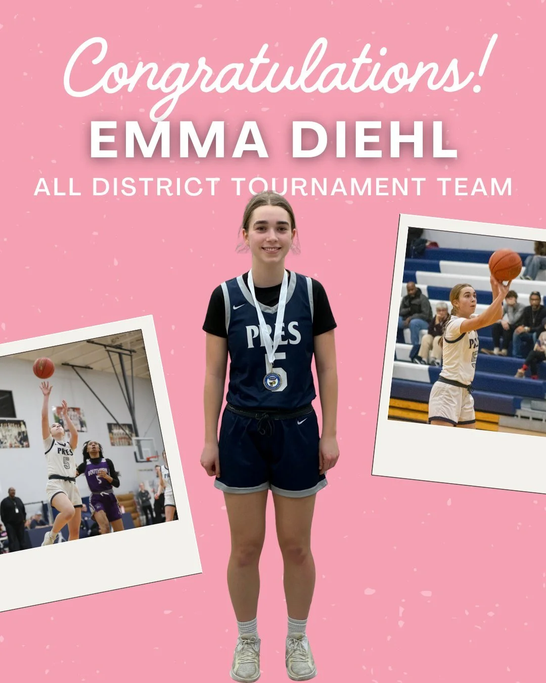 Congratulations to Emma Diehl &rsquo;27 for being selected to the Basketball All-District Tournament Team! 🏀 We&rsquo;re so proud of you and all your hard work on and off the court.💙