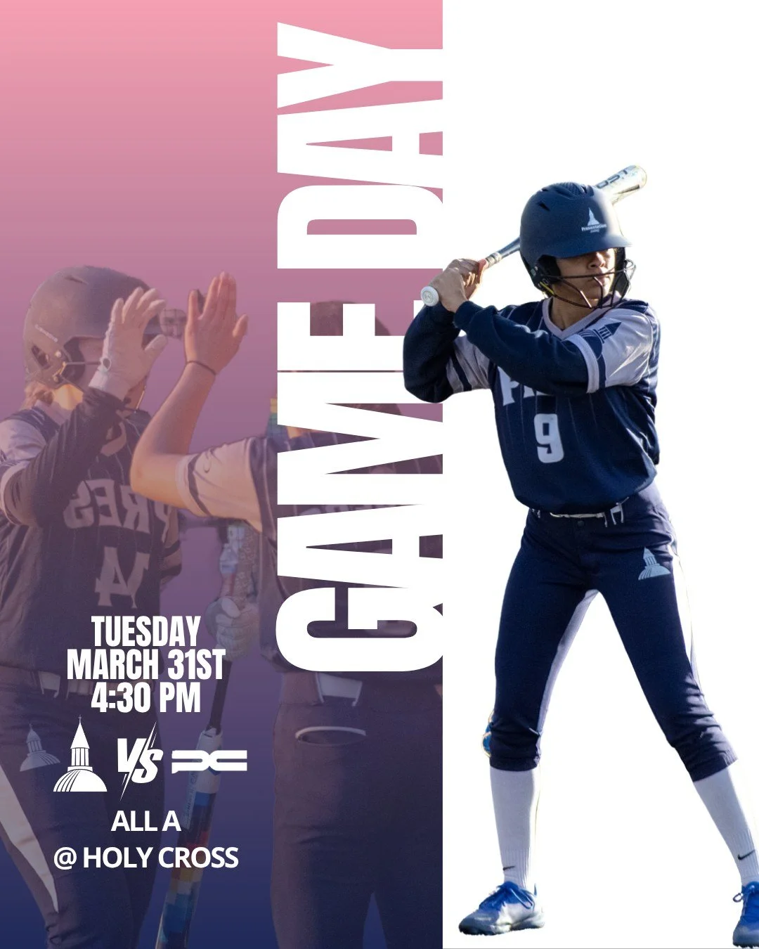 All A Game Day 🔥

Pres Softball takes on Portland Christian in the first round of All A at Holy Cross tonight.🥎 First pitch at 4:30 PM. Let&rsquo;s go, Toppers!💙

#PresentationAcademy #TopperSoftball #TopperAthletics #PresentationAcademyAthletics