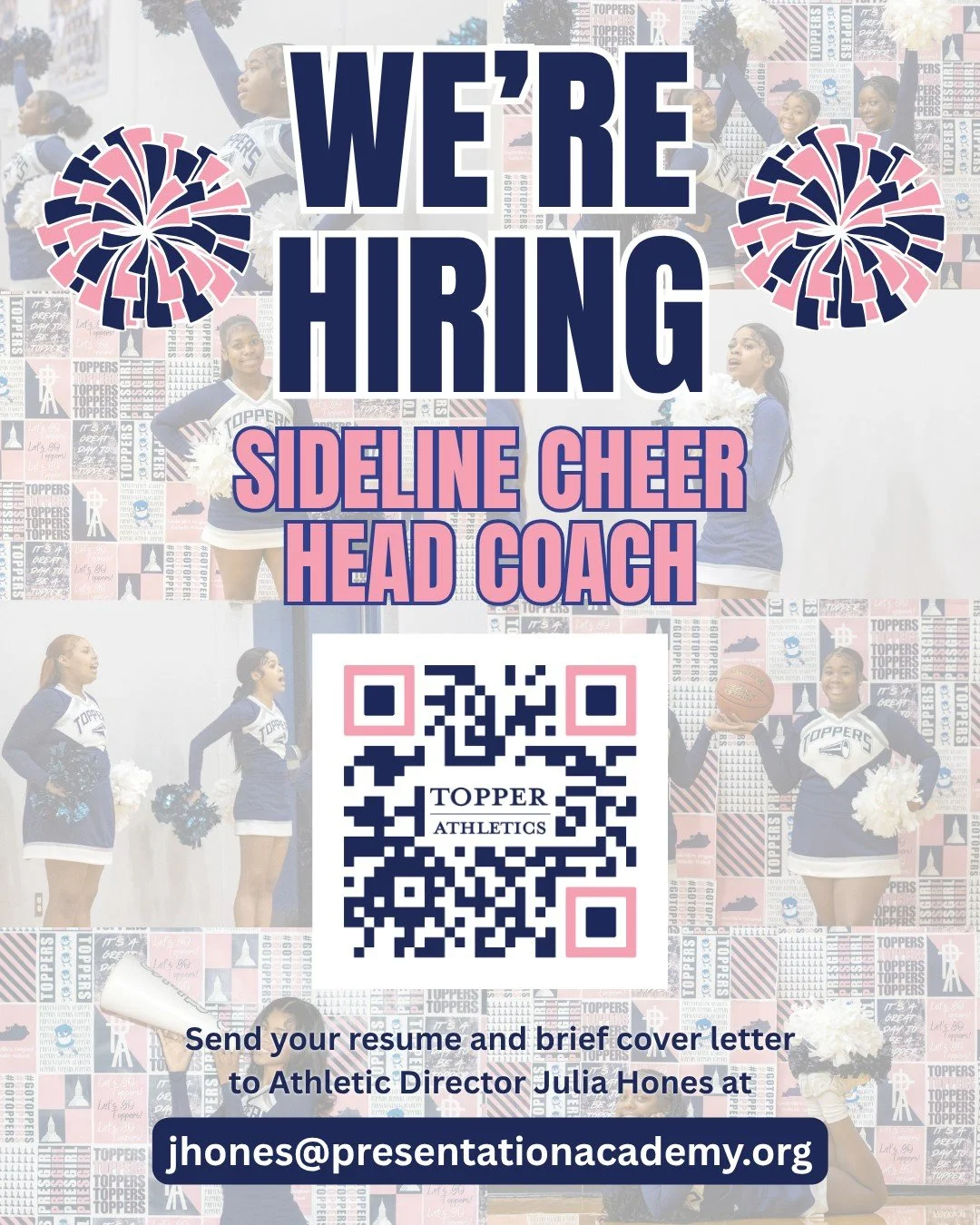 📣We&rsquo;re hiring! Presentation Academy is looking for a Head Coach for our sideline cheer team for the 26-27 school year. We&rsquo;re seeking someone passionate about empowering young women, supporting our student-athletes, and building confidenc