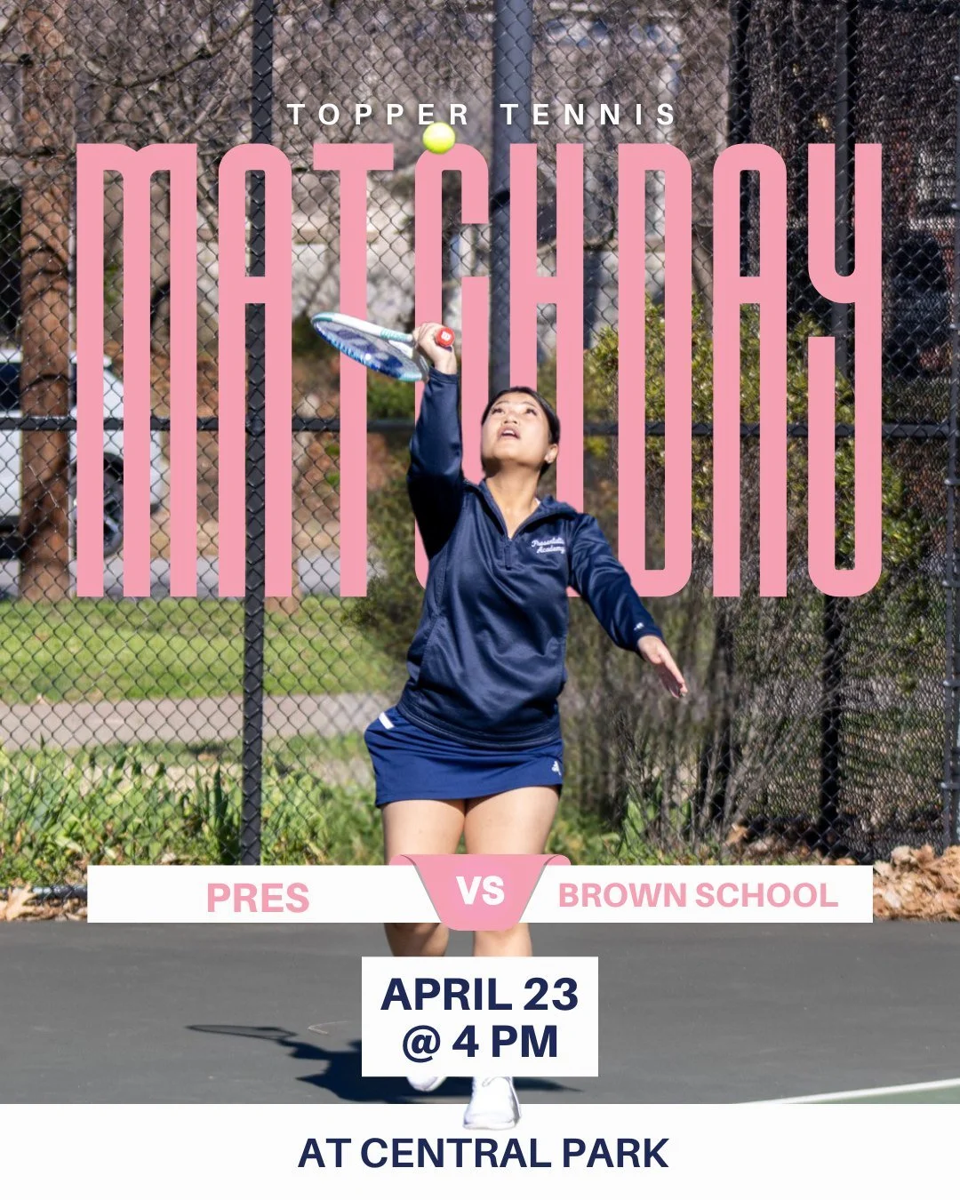 🎾It&rsquo;s Match Day! Our tennis team hits the court today against Brown School at 4 PM at Central Park. Good luck, Toppers!💙

#PresentationAcademy #TopperTennis #TopperAthletics #PresentationAcademyAthletics