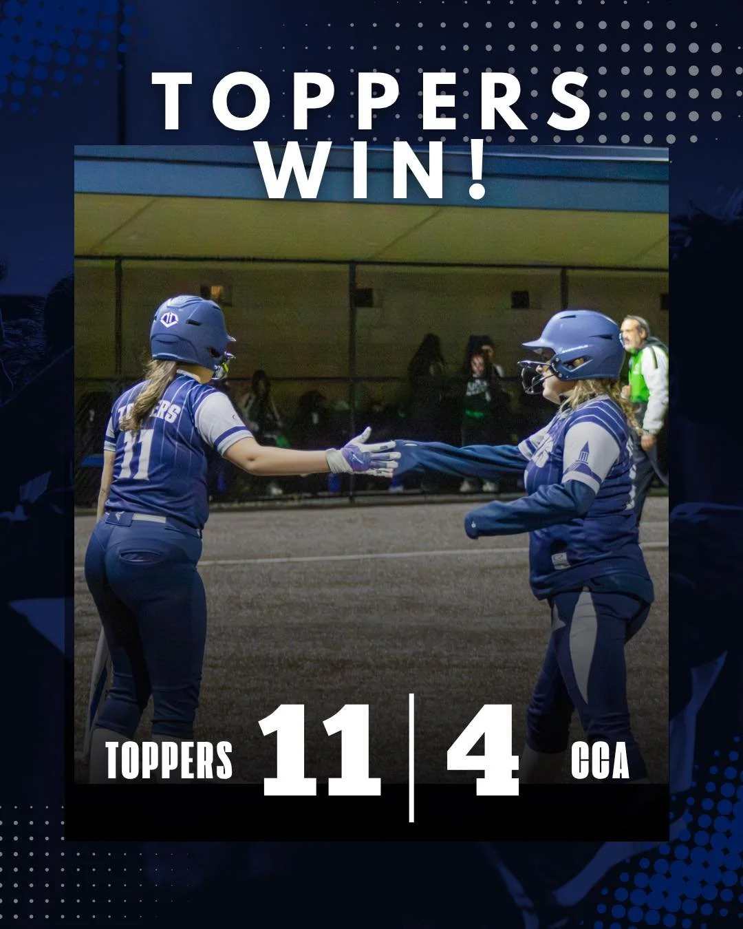 BIG win for Topper Softball! Our Pres Girls brought home a 11-4 victory over Cornerstone Christian. Let&rsquo;s go, Toppers!🥎💙