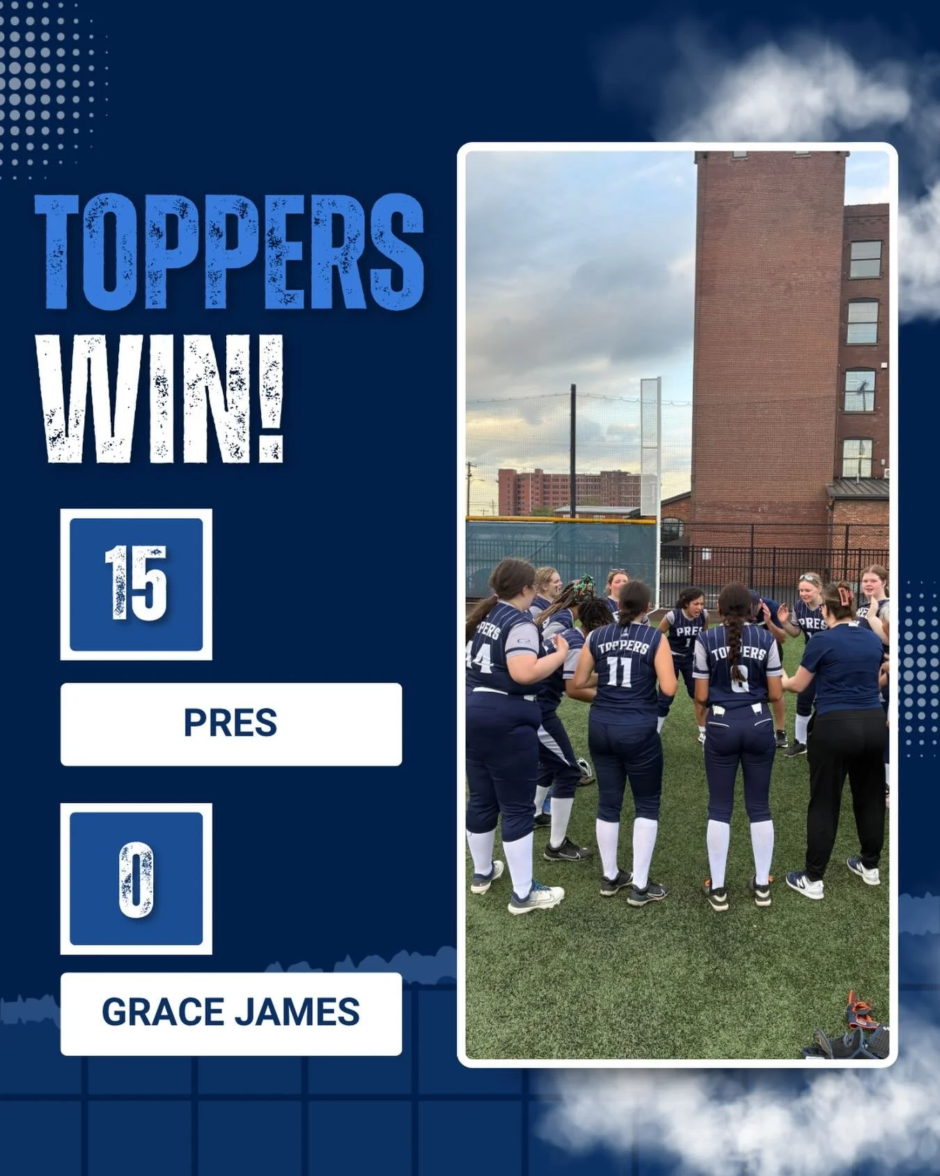 SHUT OUT🚫 Pres Softball dominates Grace James in their last home game of the season. LET&rsquo;S GO, TOPPERS!
