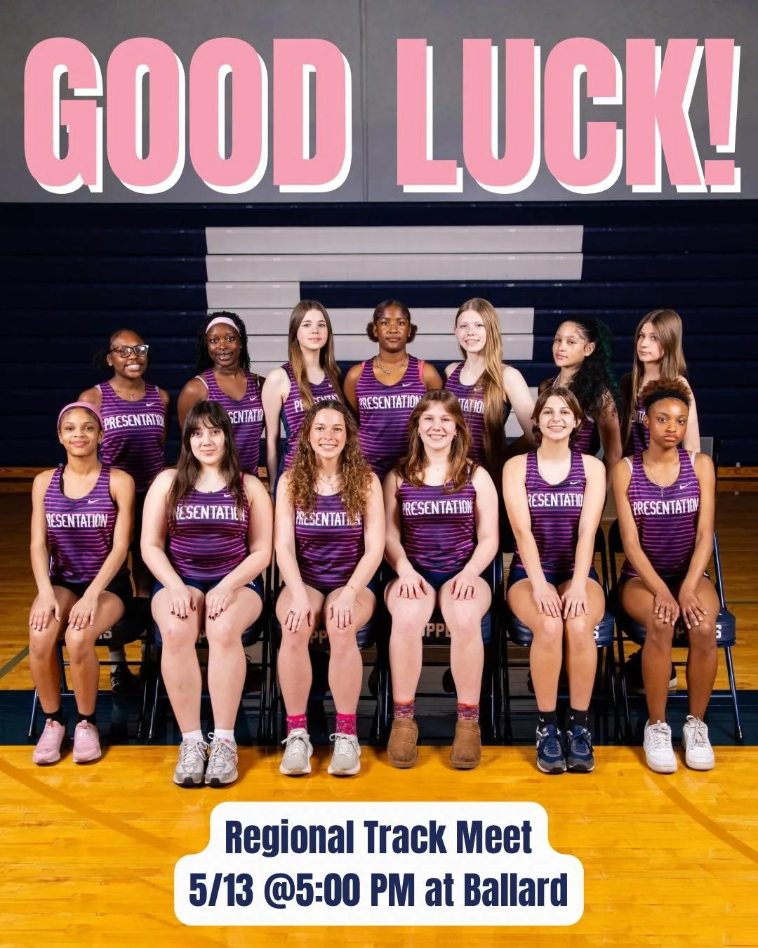 Good luck to our Topper Track &amp; Field team at tonight&rsquo;s regional meet!👟 Cheer them on at Ballard starting at 5 PM. You&rsquo;ve got this, go Toppers!🩷
 
#PresentationAcademy #TopperTrack #TopperAthletics #PresentationAcademyAthletics