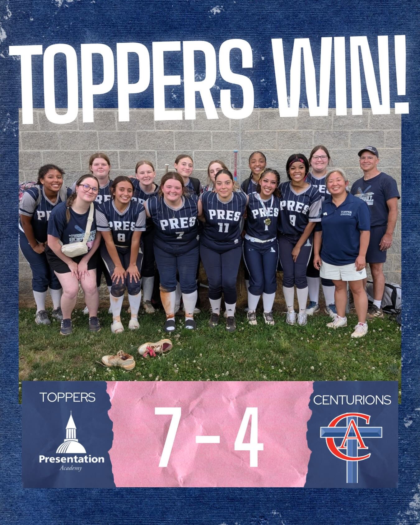 TOPPERS ADVANCE!👏🏼 Pres Softball defeats CAL to move on to the second round of the Super Regional Tournament! The Toppers will face Male on Thursday, May 21, at 6:00 PM at Male High School. Let&rsquo;s go, Toppers!💙🥎