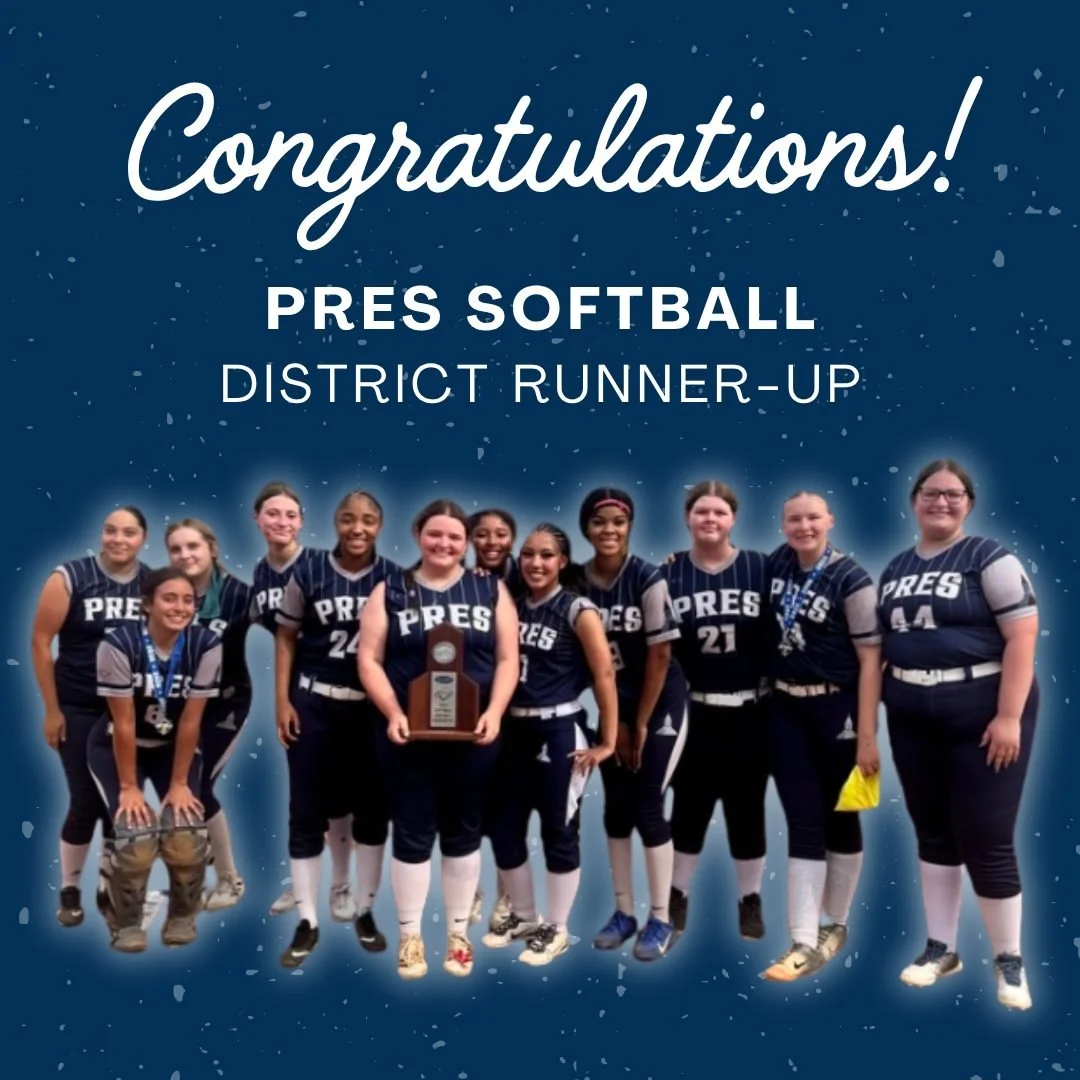 Congratulations to Pres Softball on finishing as the 2026 District Runner-Up!🥎 We are so proud of all that this team accomplished throughout the season.
 
A special congratulations to Jordyn Murrell &rsquo;26 and Joanna Logsdon &rsquo;29 on being se