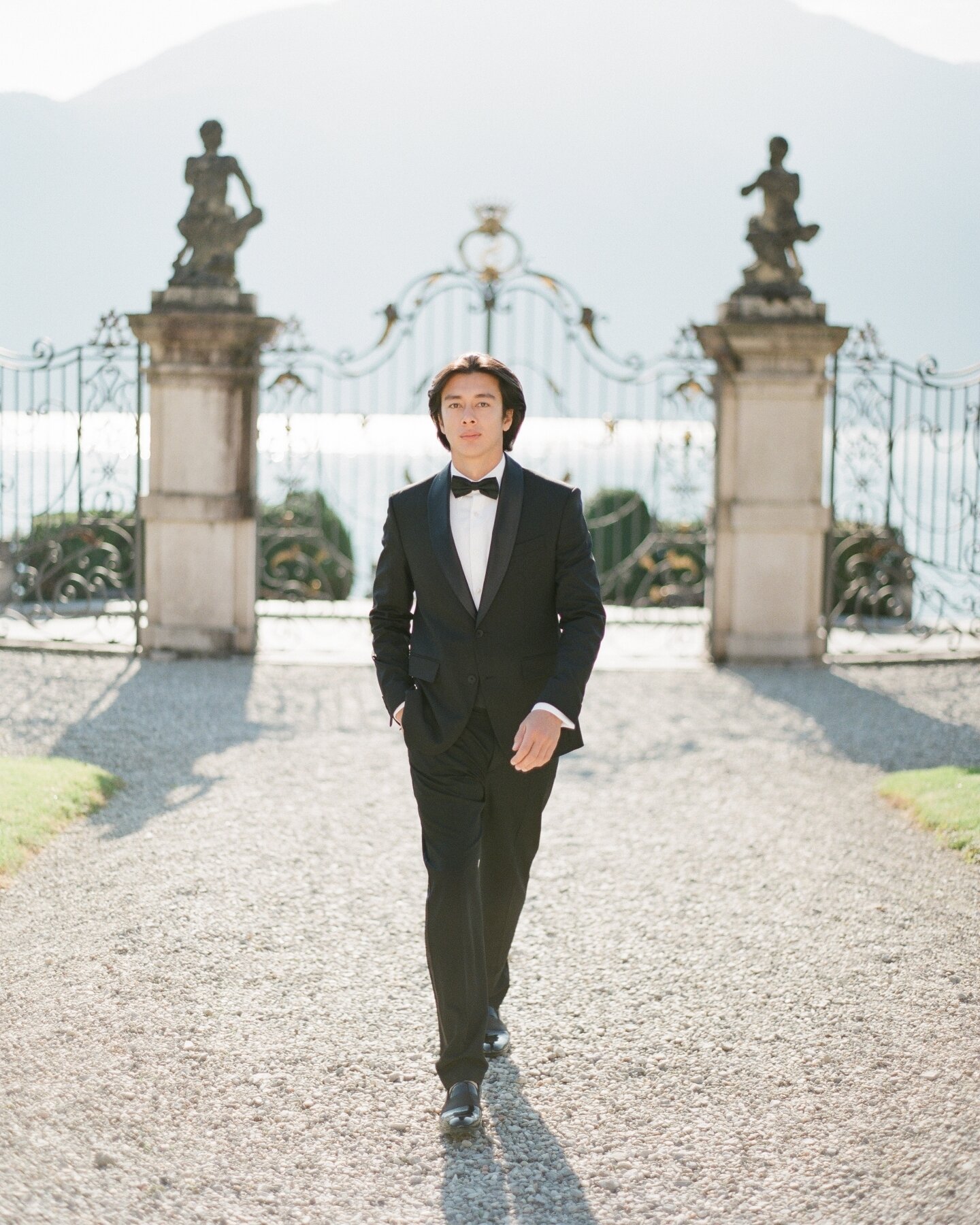 Groom portrait at Villa Sola Cabiati Lake Como wedding