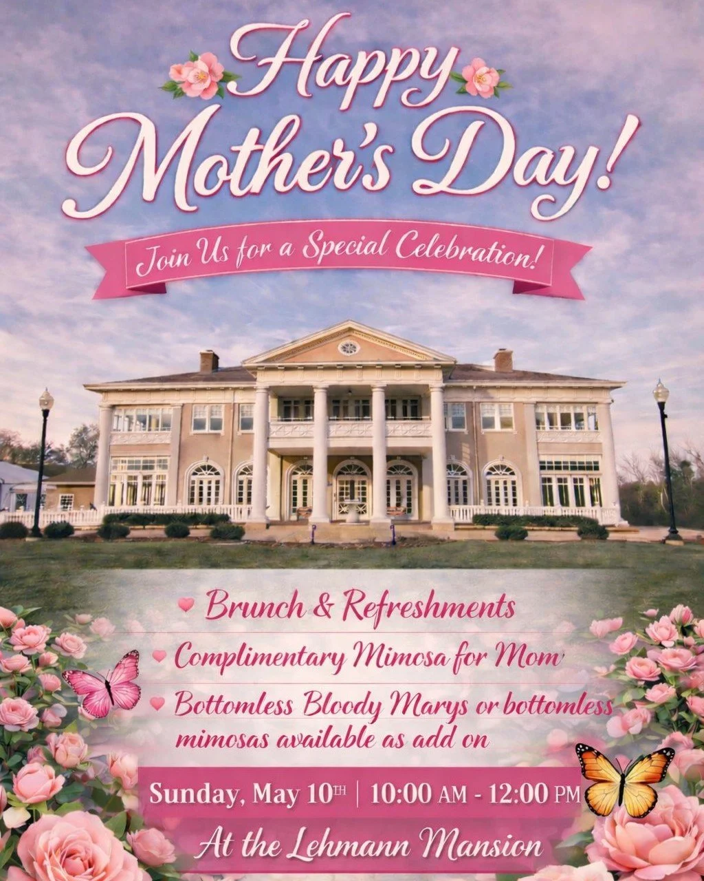 Still trying to figure out what to do for Mother's Day? Fear not! Tickets are still on sale for our Mother's Day brunch on May 10th. Come celebrate mom in a beautiful venue with amazing food &amp; company 🥰💐

Ticket sales end this Sunday, May 3rd a