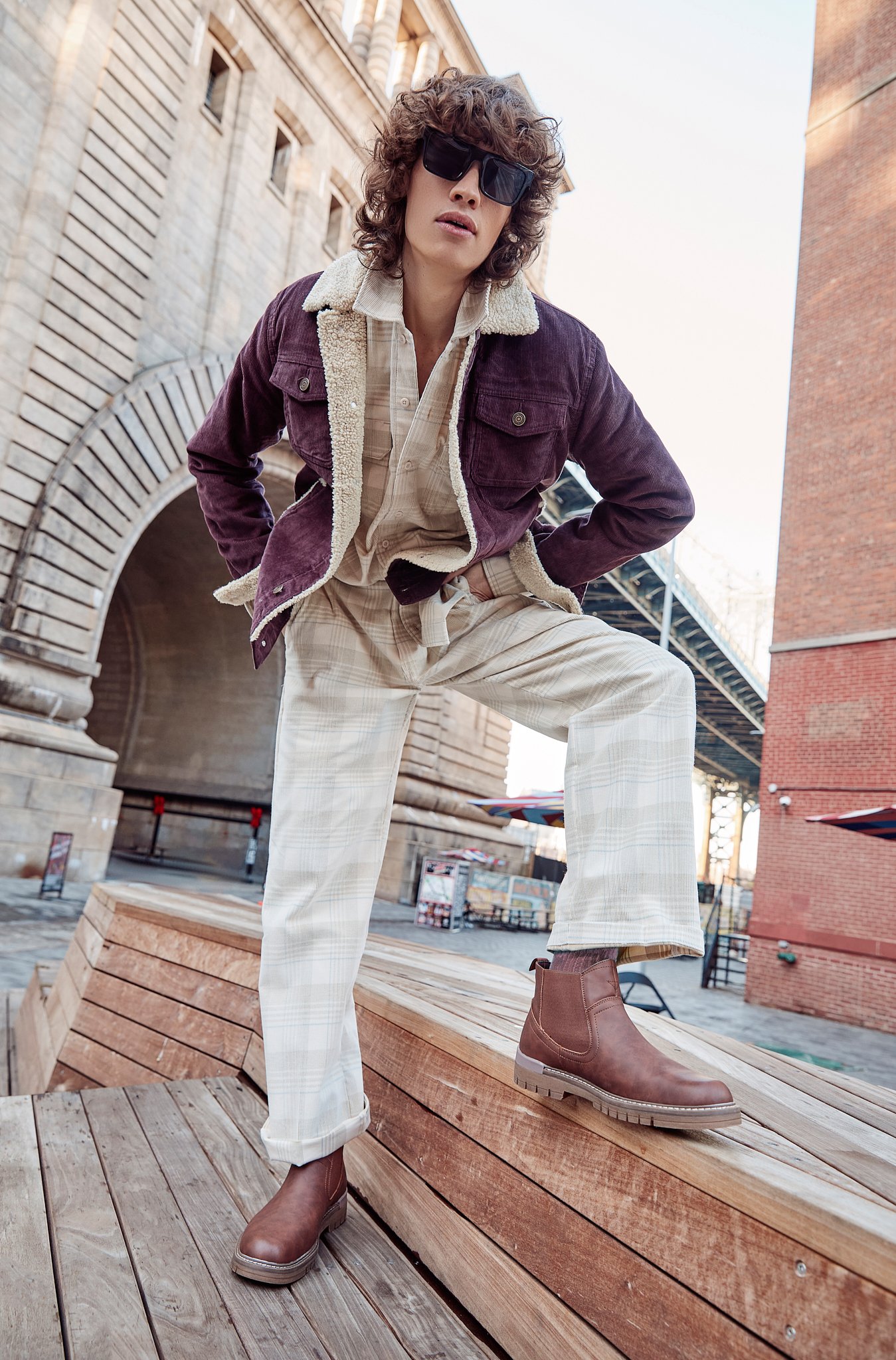Men’s fashion editorial by Adrianna Favero, NYC-based fashion photographer and director. Shot on location in DUMBO, Brooklyn, featuring modern tailoring, urban backdrops, and refined styling—ideal for menswear campaigns and editorial features. Inquir