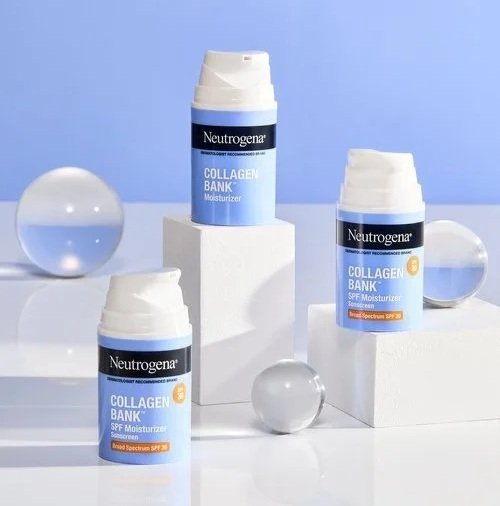 Neutrogena still life ad photographed by Adrianna Favero, NYC-based beauty photographer and director. Crisp, clean product imagery showcasing skincare essentials—perfect for beauty campaigns, e-commerce, and editorial features like Byrdie Magazine.


