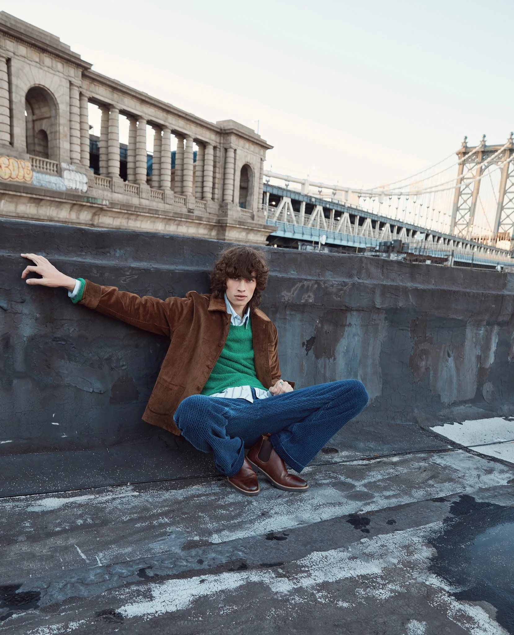 Men’s fashion editorial by Adrianna Favero, NYC-based fashion photographer and director. Shot on location in DUMBO, Brooklyn, featuring modern tailoring, urban backdrops, and refined styling—ideal for menswear campaigns and editorial features. Inquir
