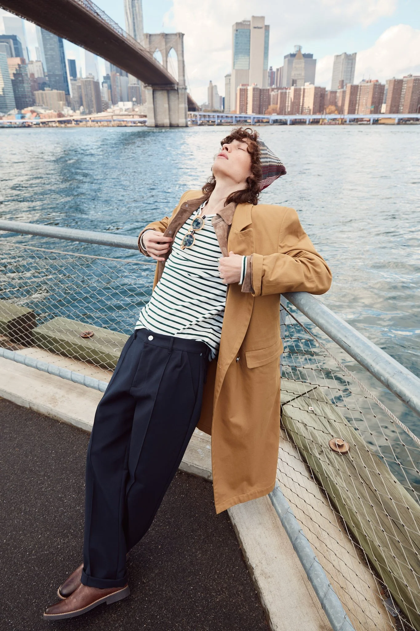 Men’s fashion editorial by Adrianna Favero, NYC-based fashion photographer and director. Shot on location in DUMBO, Brooklyn, featuring modern tailoring, urban backdrops, and refined styling—ideal for menswear campaigns and editorial features. Inquir