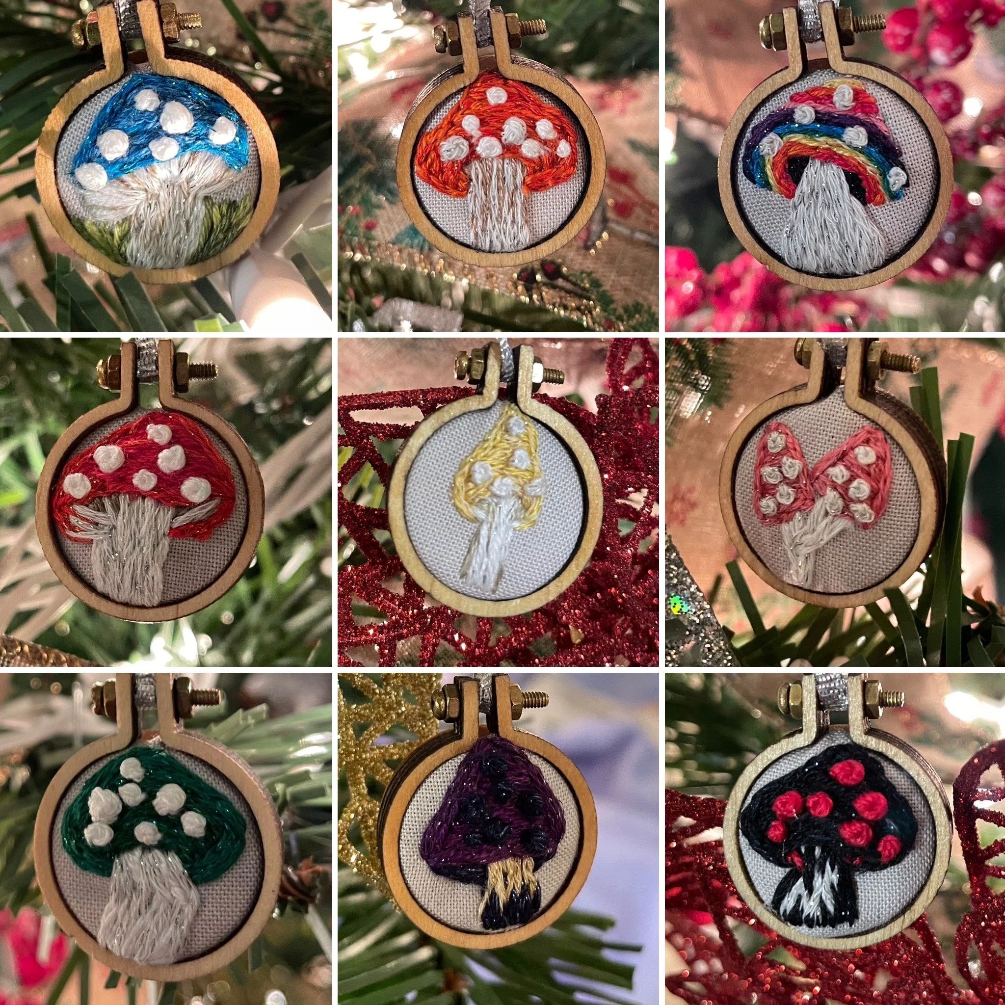 Mushroom Mini Hoops-Comes with a magnet and can also be used as an ornament