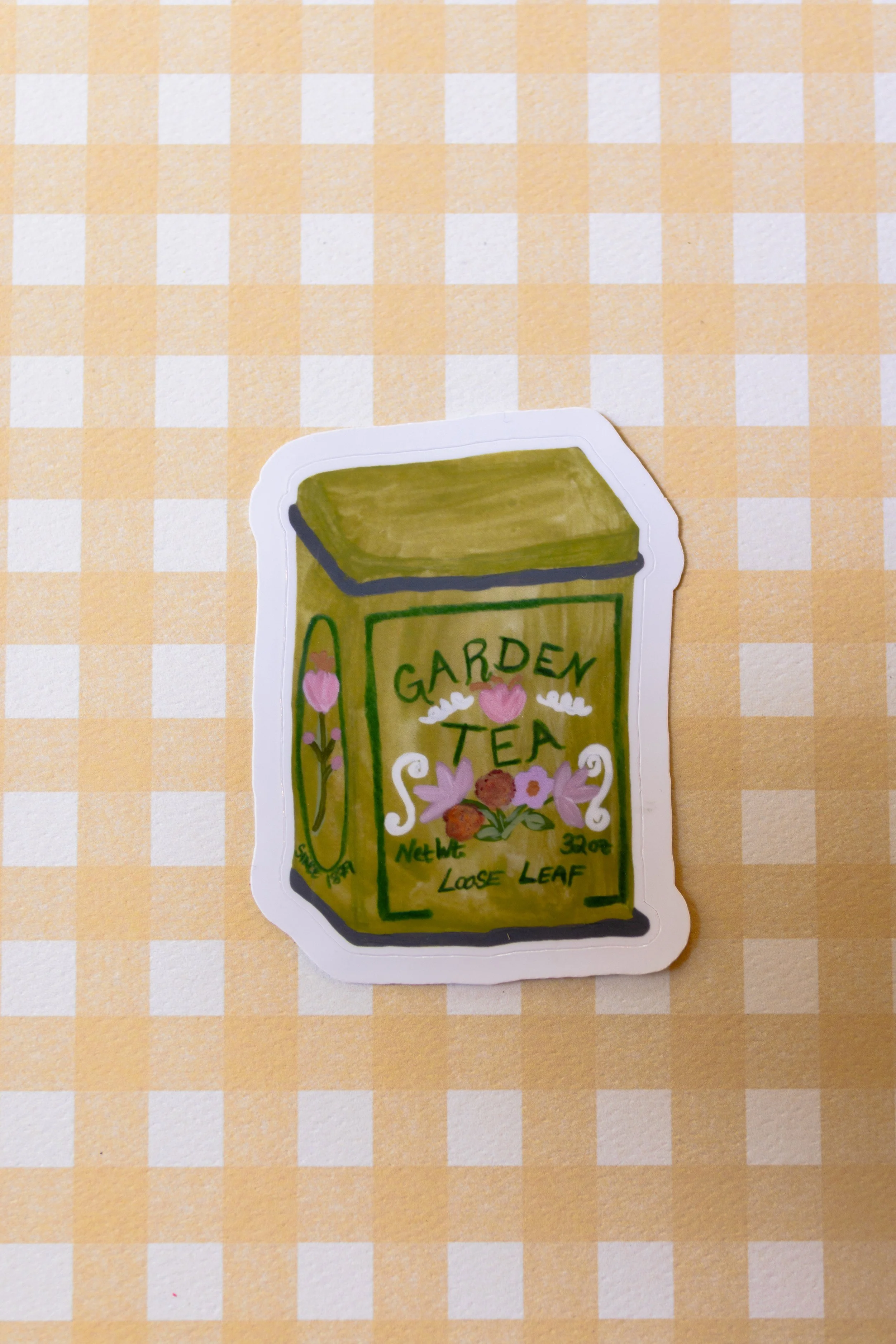 Vintage Tea Tin Die Cut Sticker