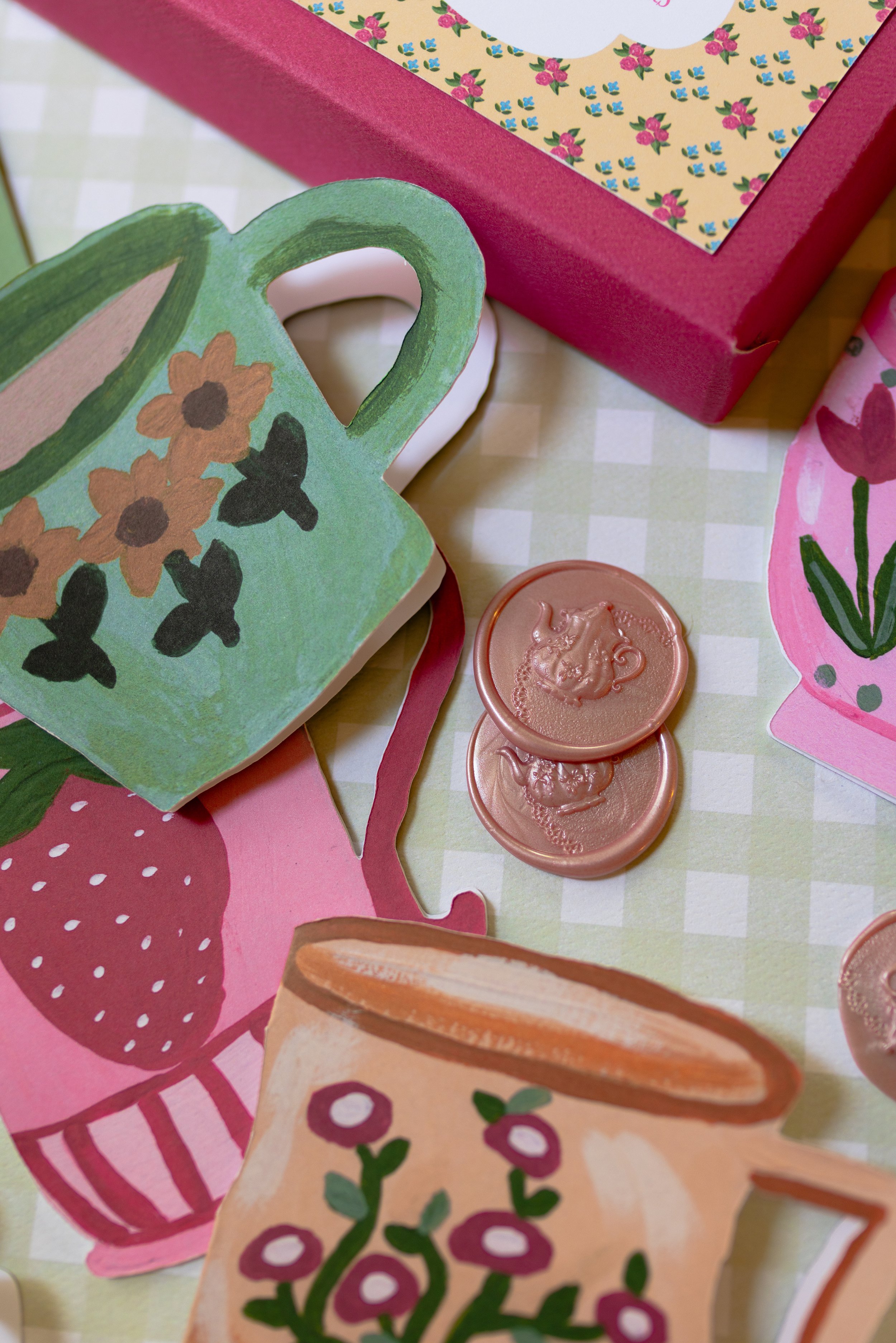 Original illustrated teacup cards for birthdays, thank you notes, and thoughtful correspondence.