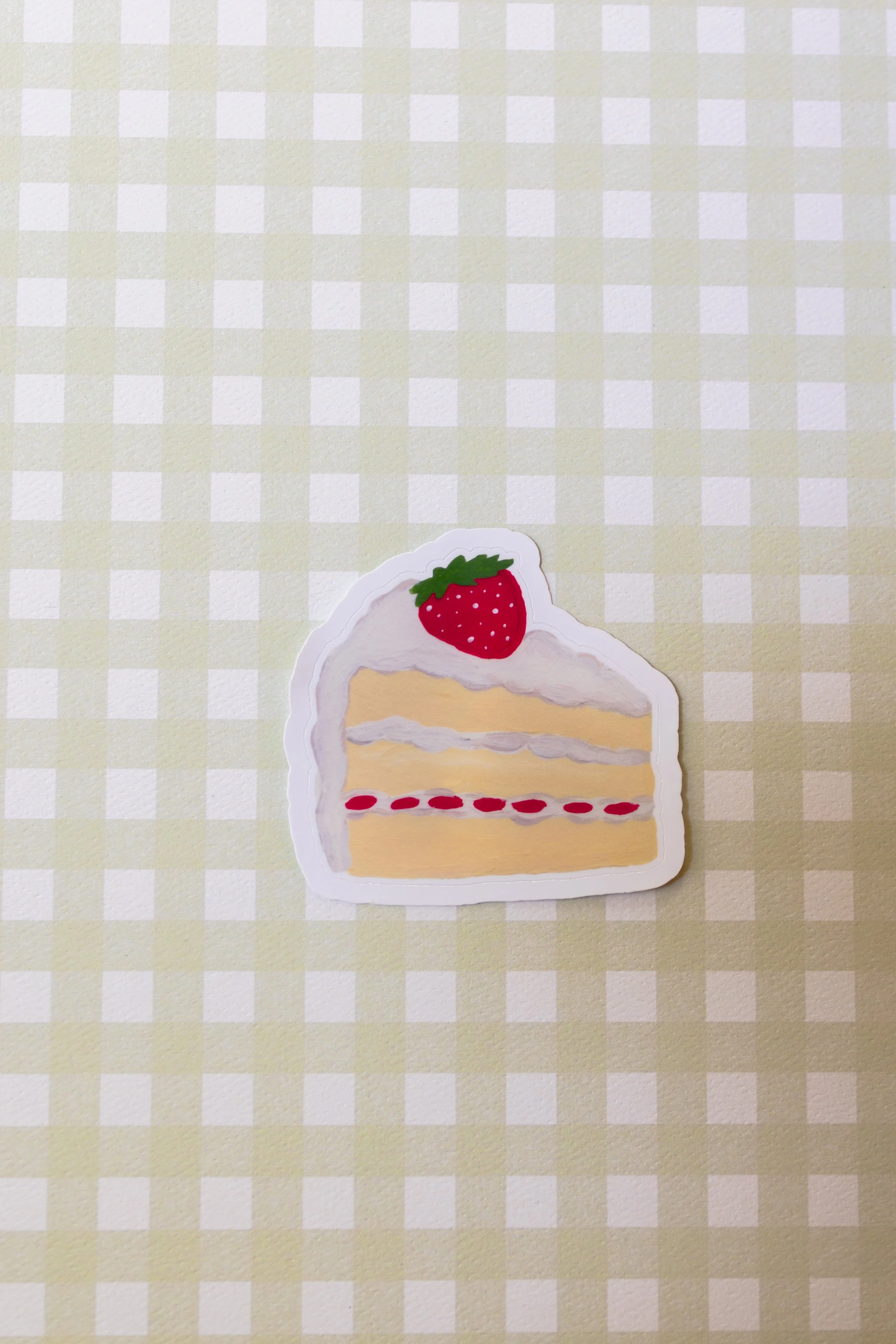 Artist-designed die cut sticker featuring original hand-illustrated Strawberry Shortcake from the Dear Little Afternoon Tea Collection.