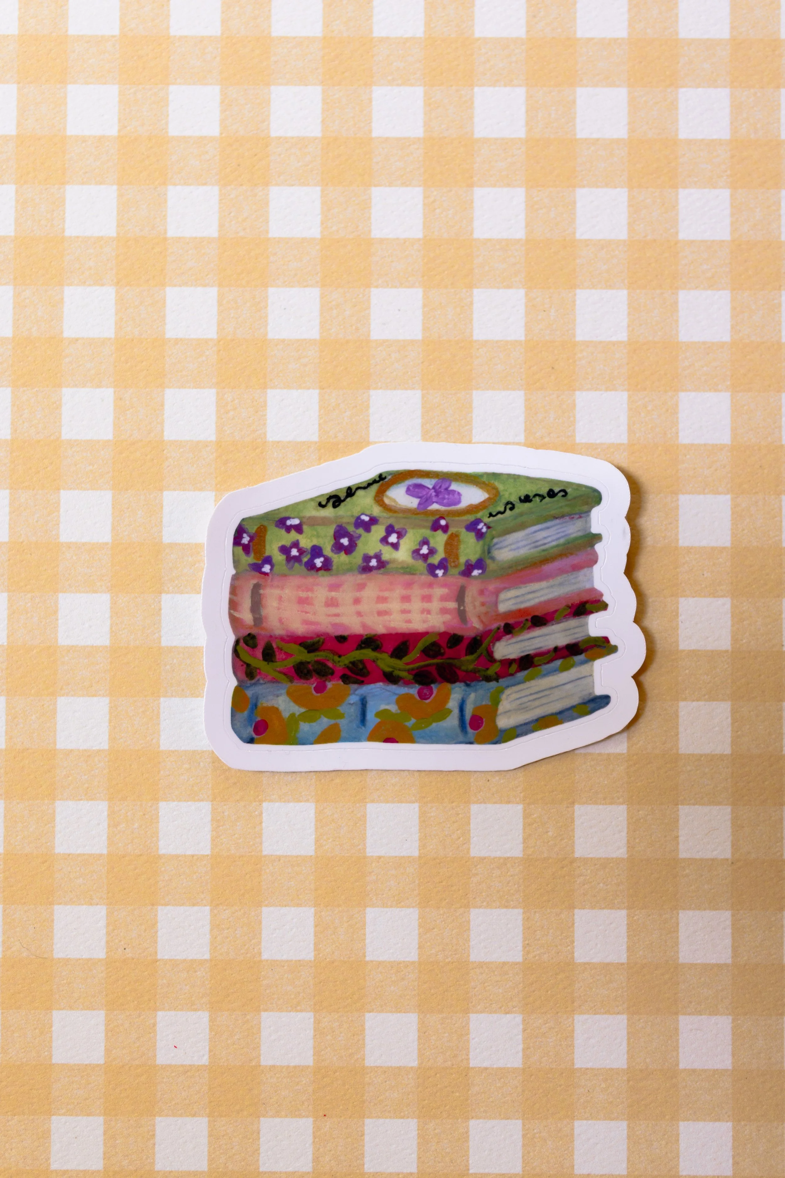 Cottagecore Book Stack Die Cut Sticker