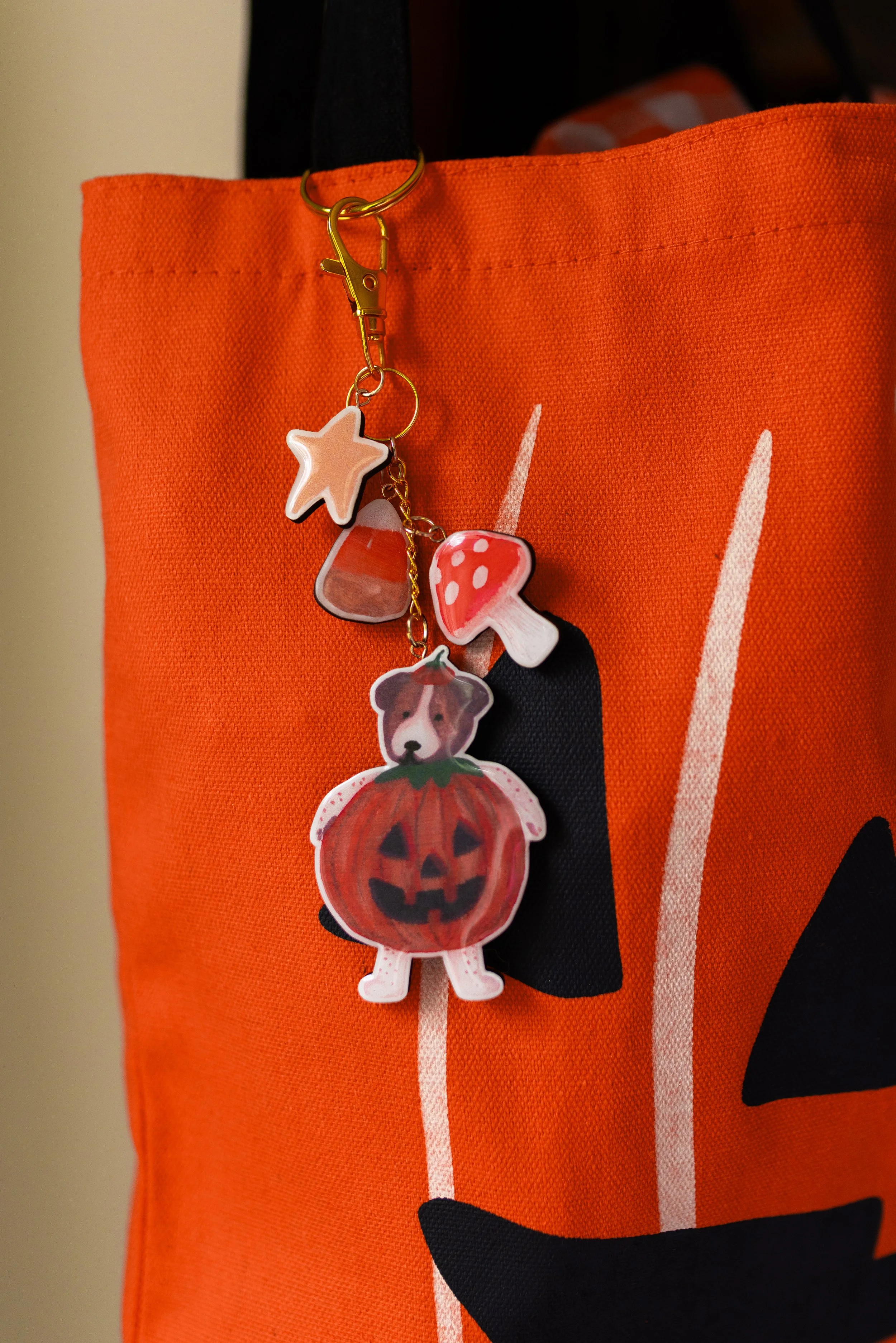 Archie Pumpkin Wooden Keychain