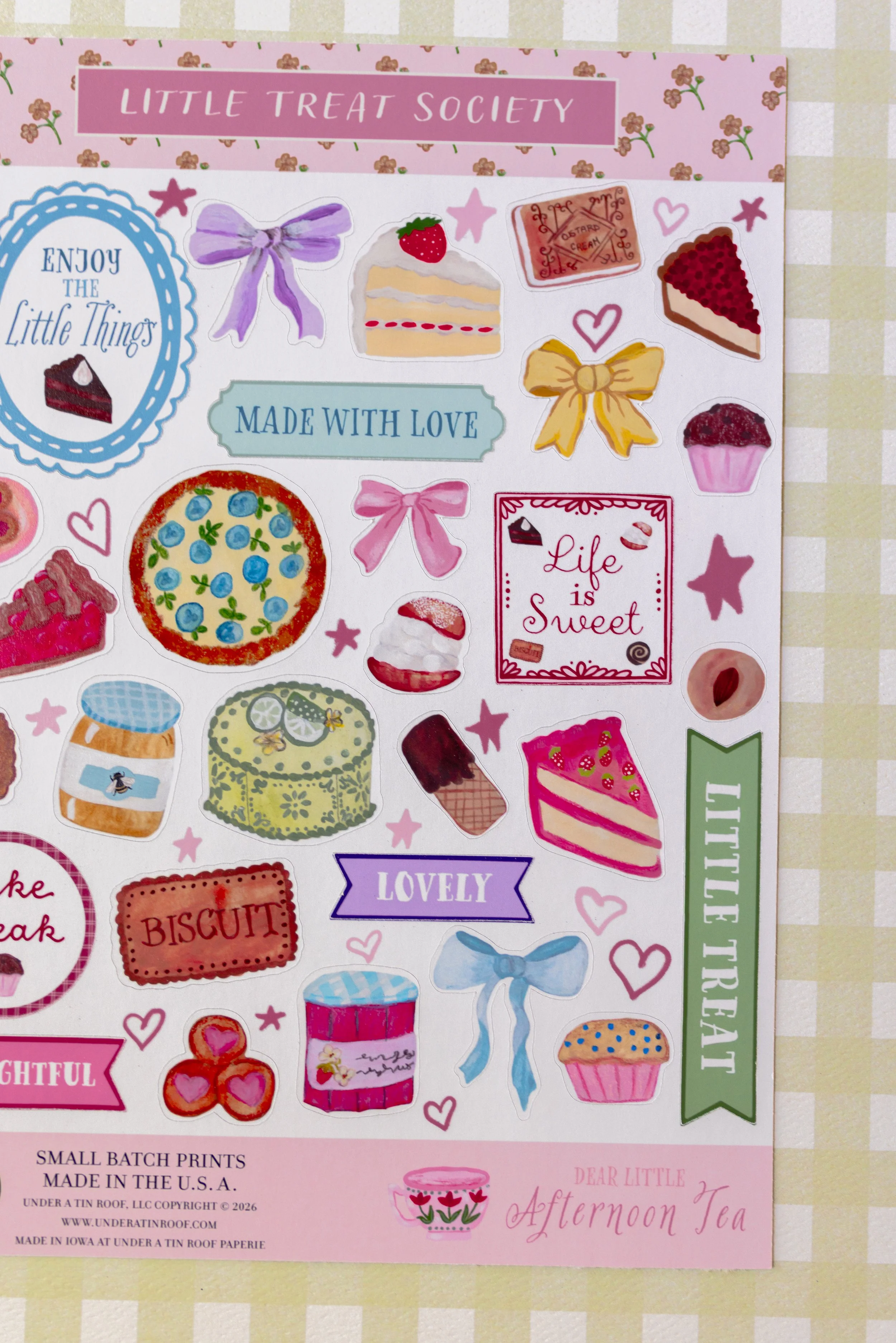 Whimsical dessert planner stickers with original hand-illustrated artwork.