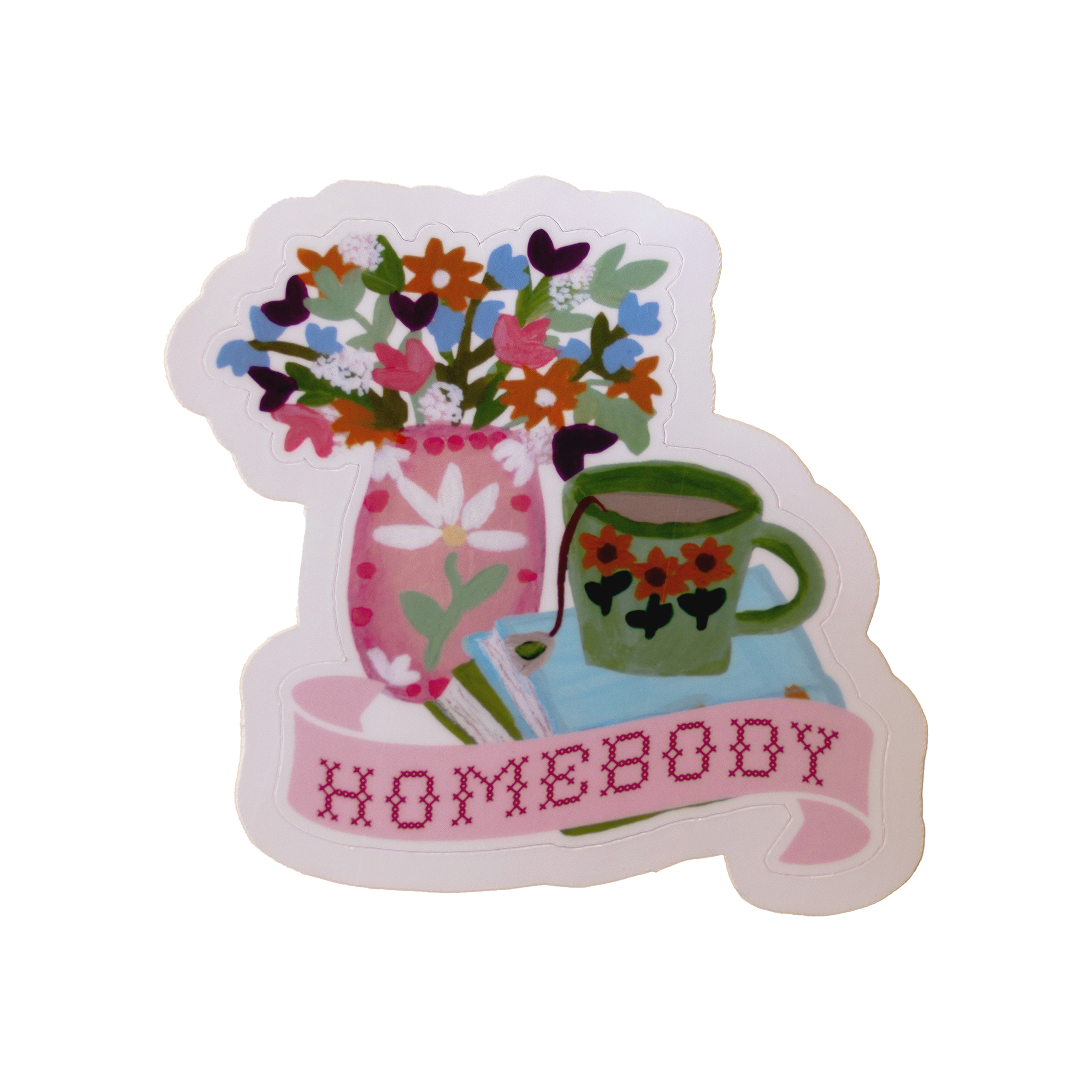 Artist-designed scrapbook supplies and stationery featuring original hand-illustrated papers, stickers, ephemera, journals, greeting cards, and bookmarks inspired by cozy books, afternoon tea, florals, desserts, and cottagecore charm.