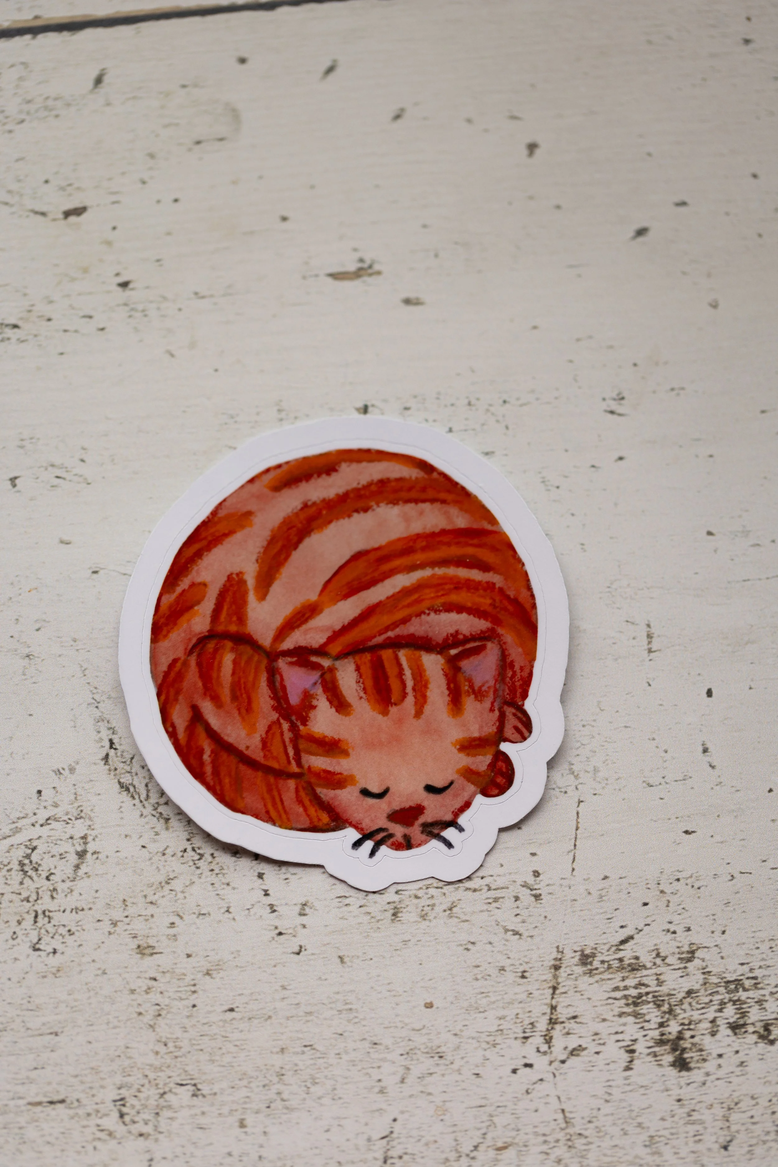 Dear Little Spring: Sleeping Orange Cat Sticker | Die Cut Sticker