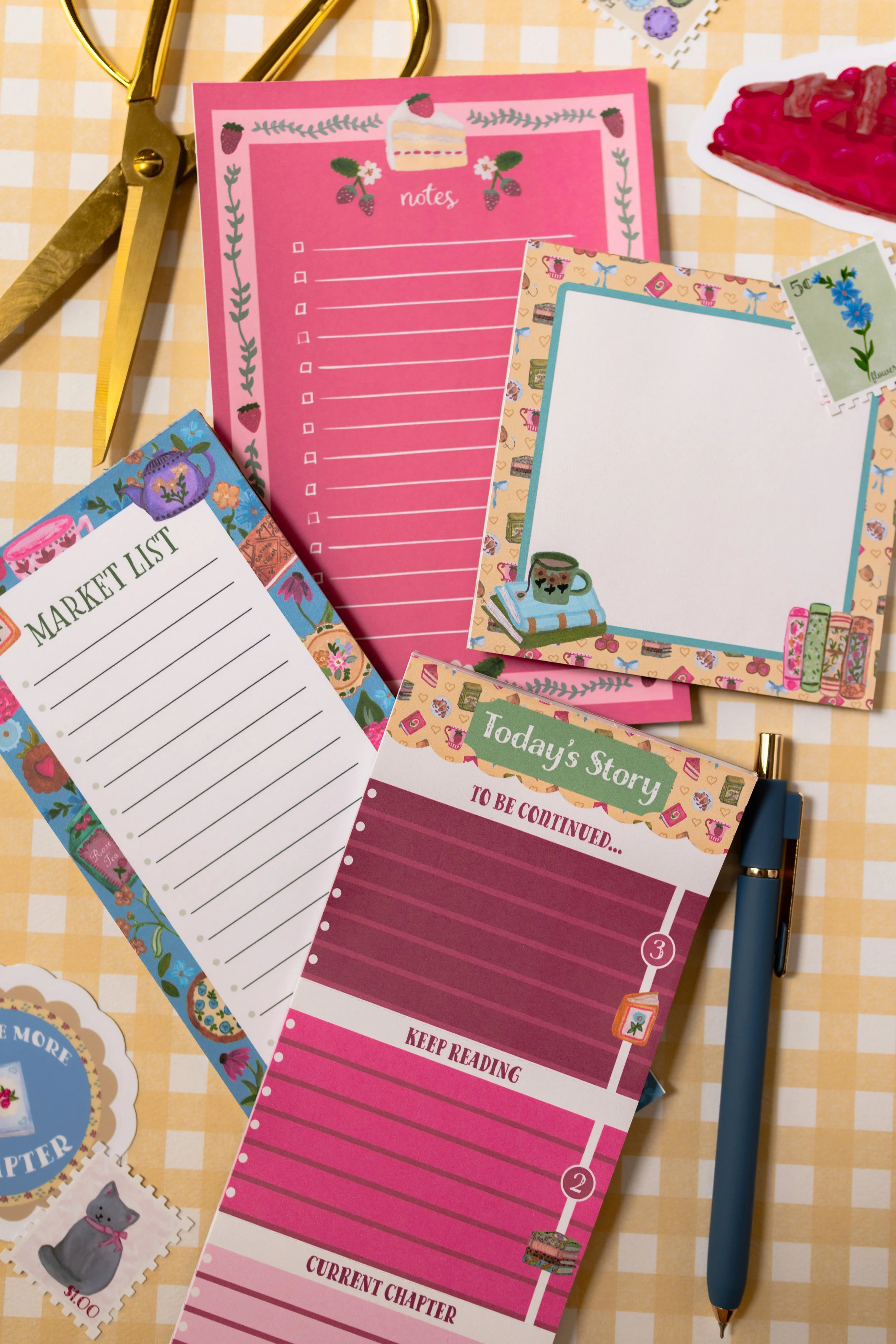 Cottagecore stationery bundle featuring original hand-illustrated paper goods inspired by books and afternoon tea.