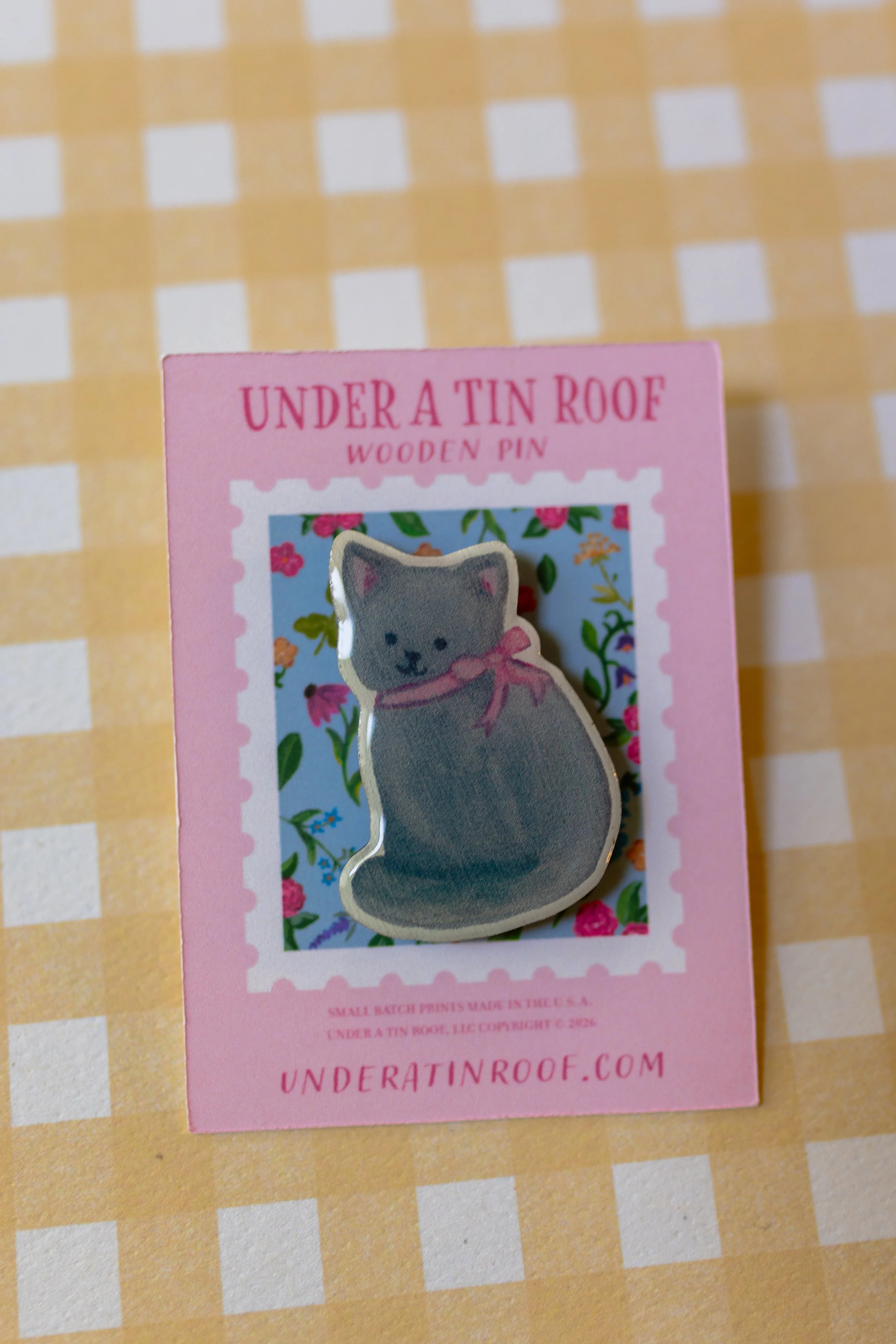 George the Farm Cat Wooden Pin