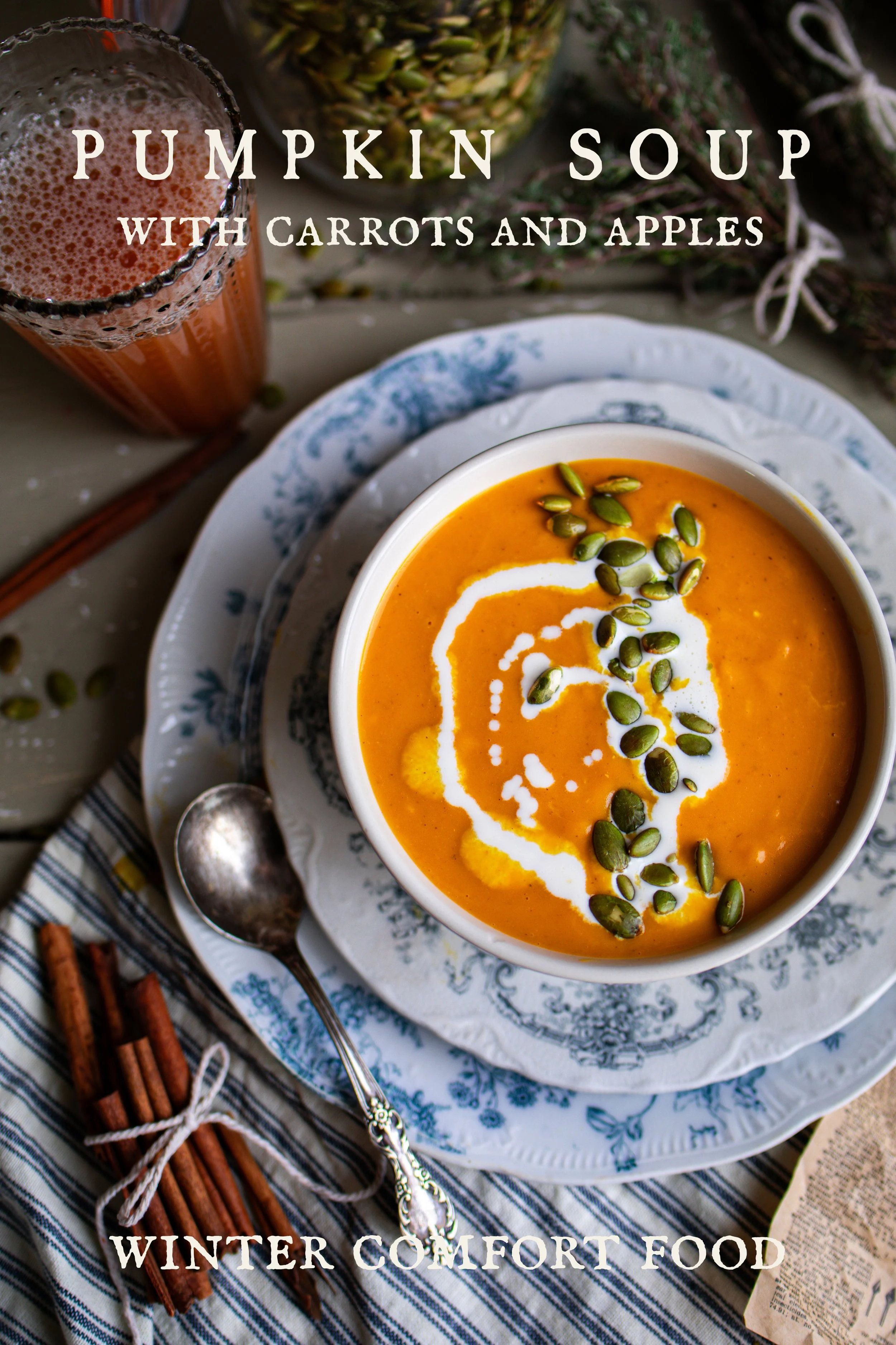 Apple Carrot and Pumpkin Soup Warm Winter Comfort Food Recipe — Under