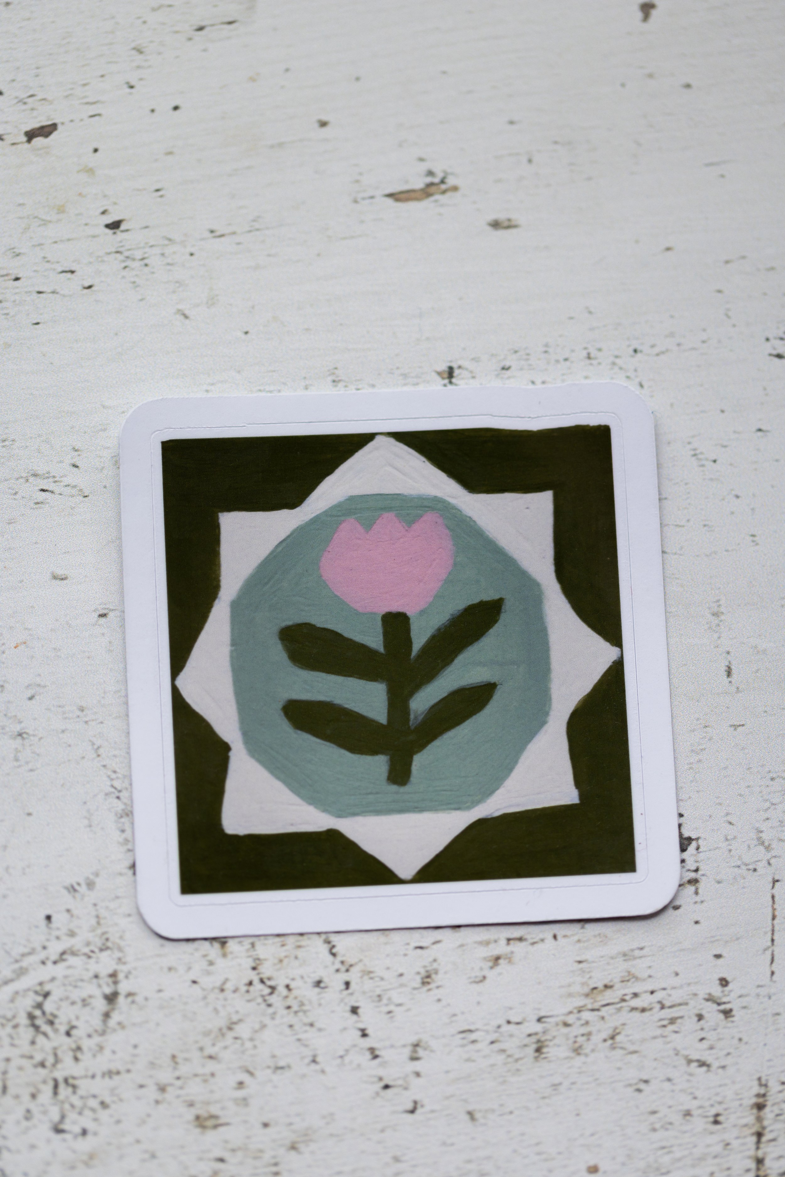 Dear Little Spring: Tulip Quilt Square Sticker | Die Cut Sticker