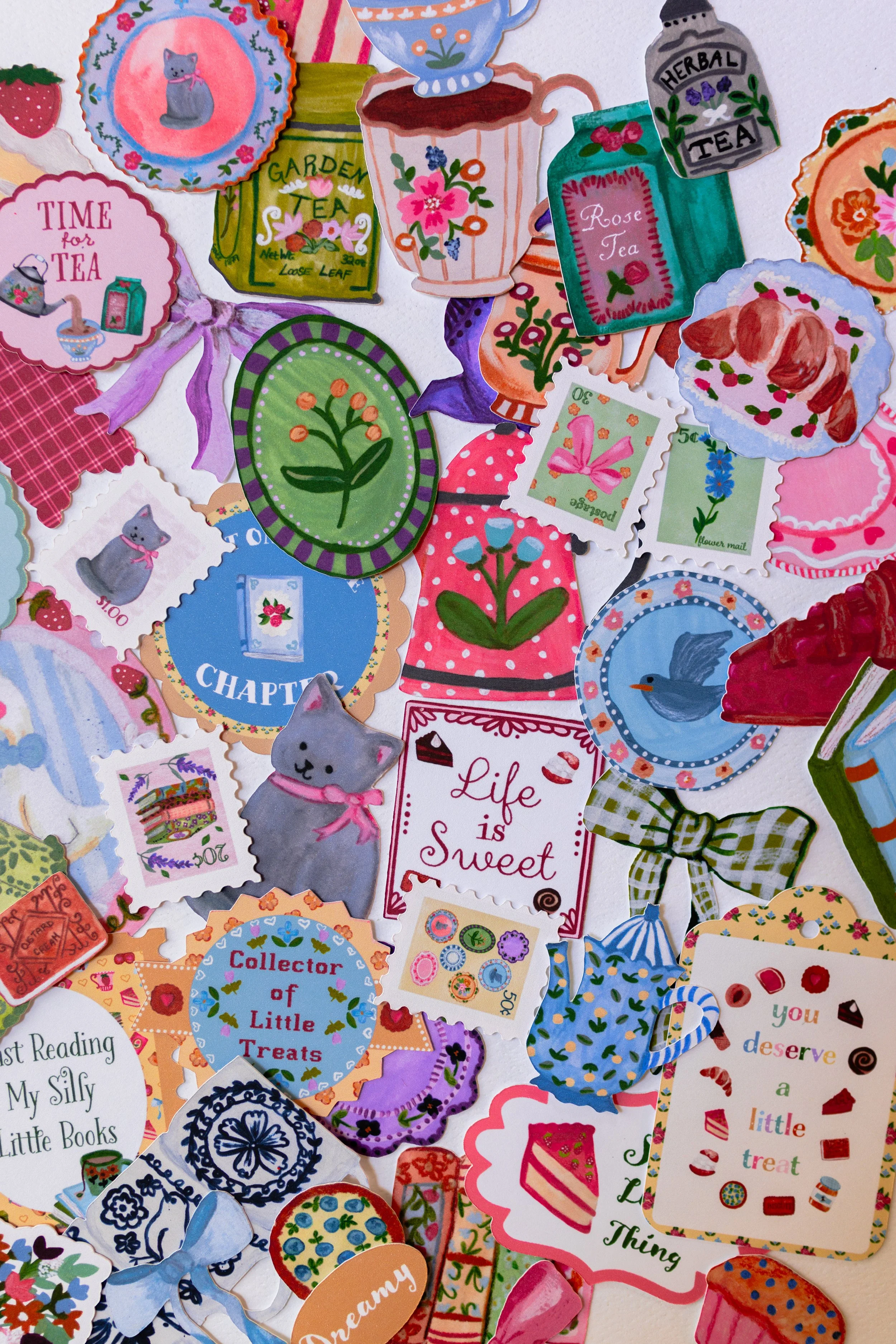 Artist-designed cardstock ephemera for junk journals, planners, handmade cards, and scrapbook layouts.