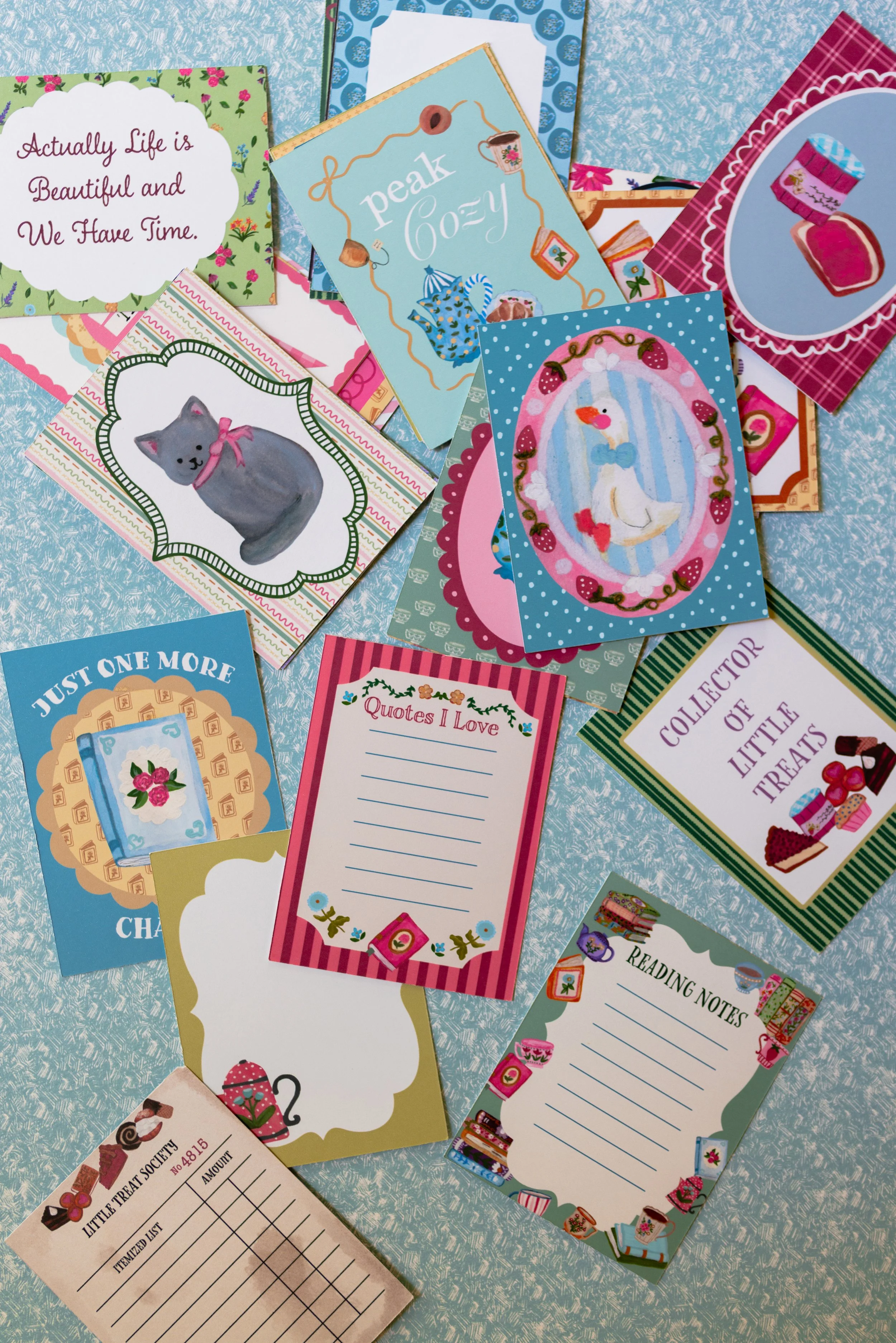 Double-sided journaling cards for scrapbooks, planners, junk journals, and memory keeping.