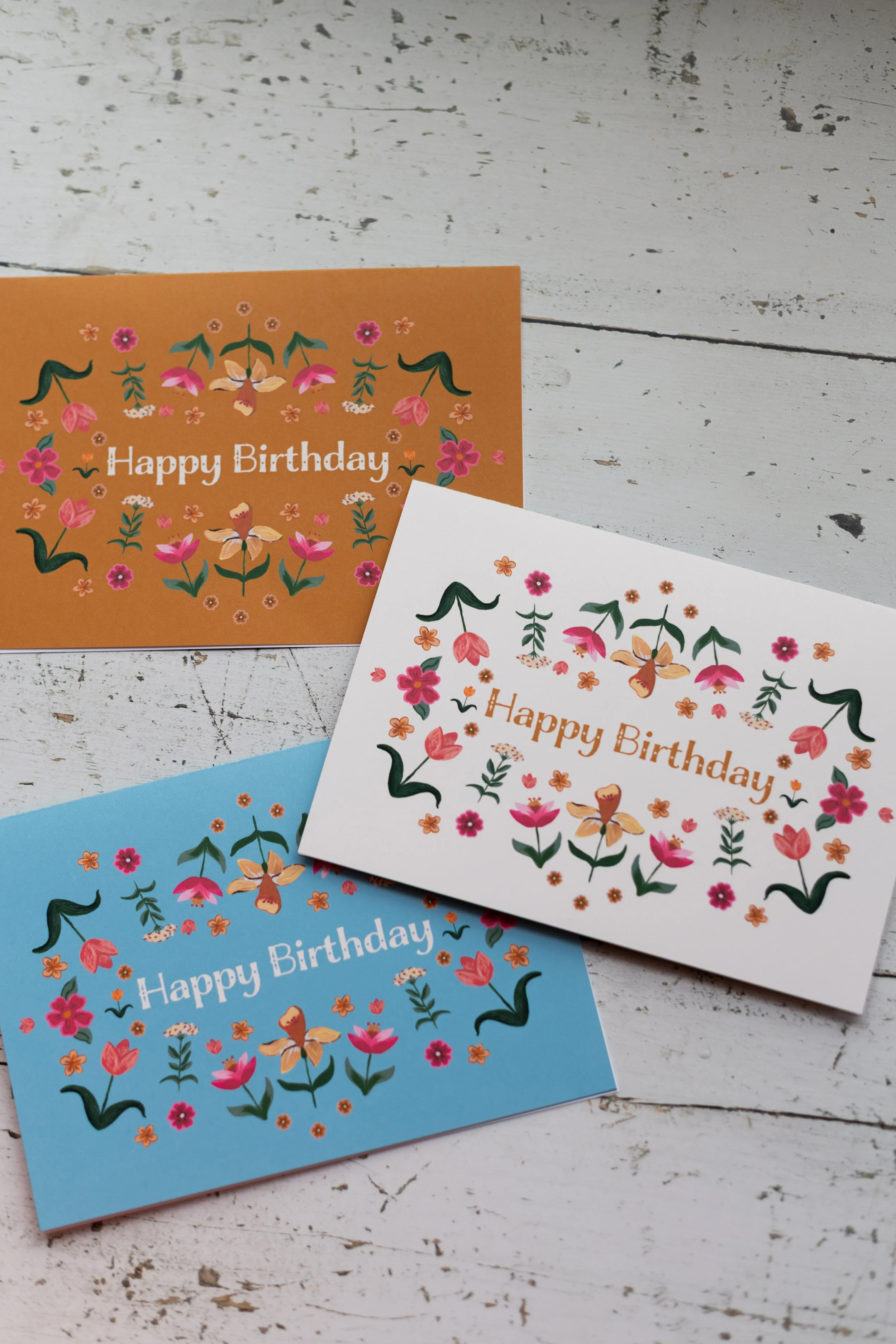 Dear Little Spring: Happy Birthday Floral Greeting Card Set