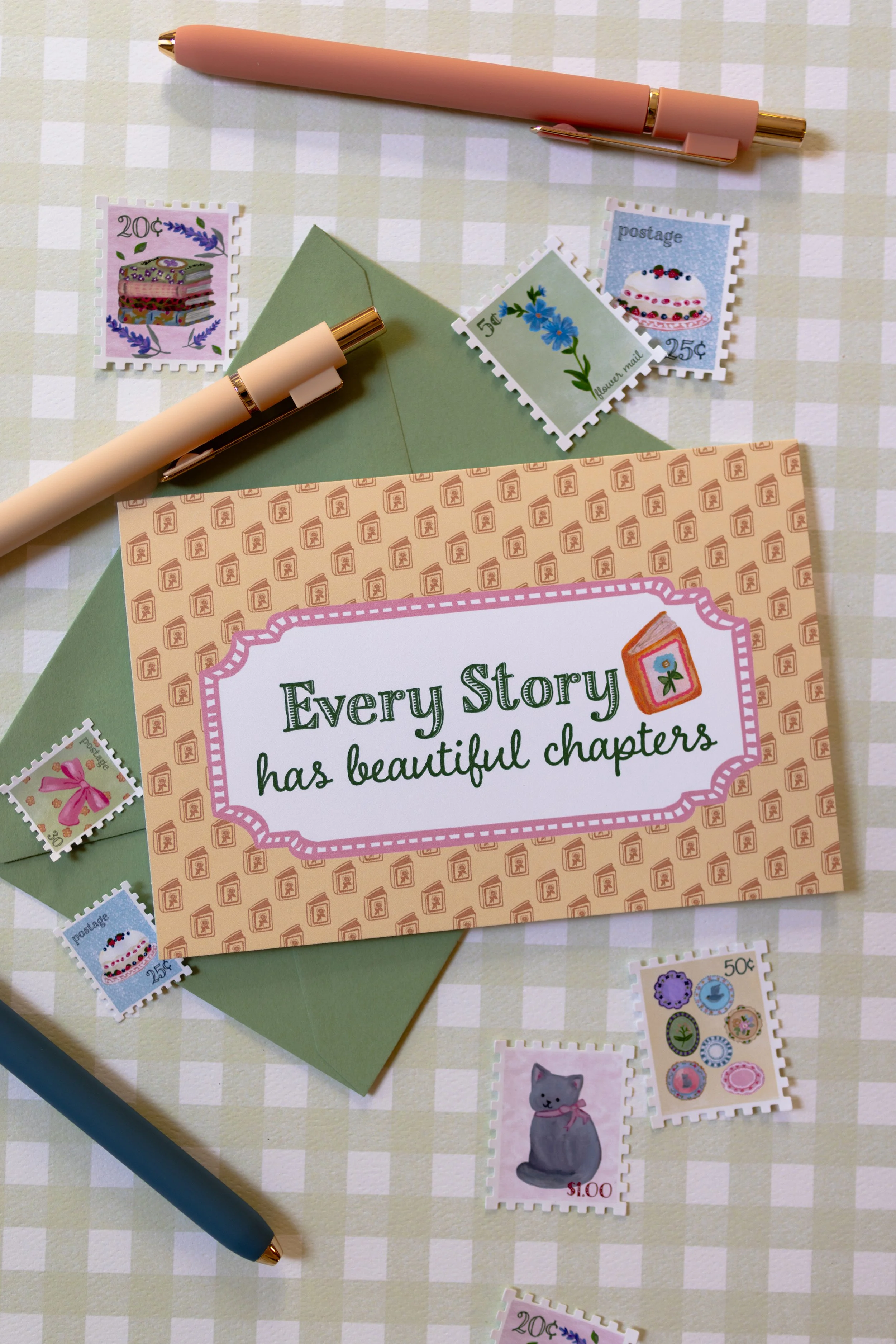 Premium artist-designed greeting card inspired by cozy books and storybook charm.