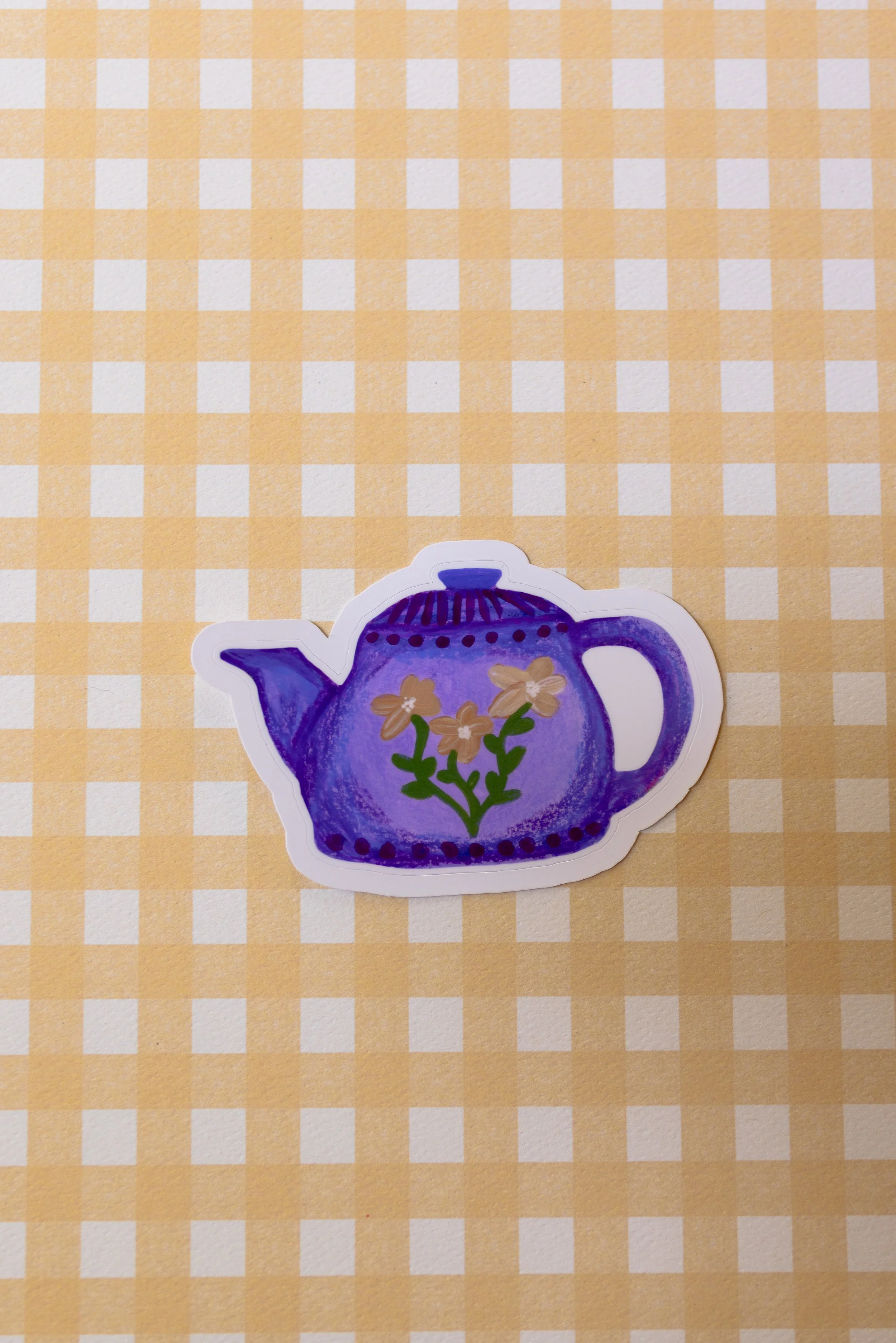 Purple Teapot Die Cut Sticker