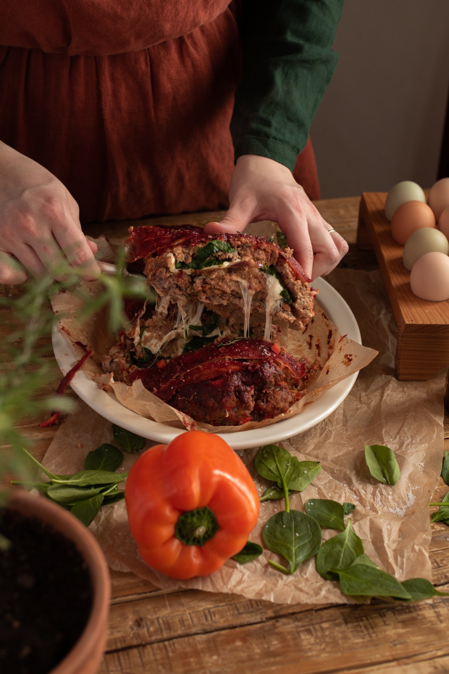 Prosciutto Spinach and Mozzarella Stuffed Meatloaf — Under A Tin Roof