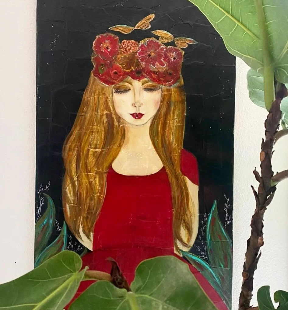 I still love her&hellip; she was one of the first faces that ever appeared intuitively on canvas for me. She began when a big life transition was about to take place, and then showed up again on my table to finish years later after another big life e