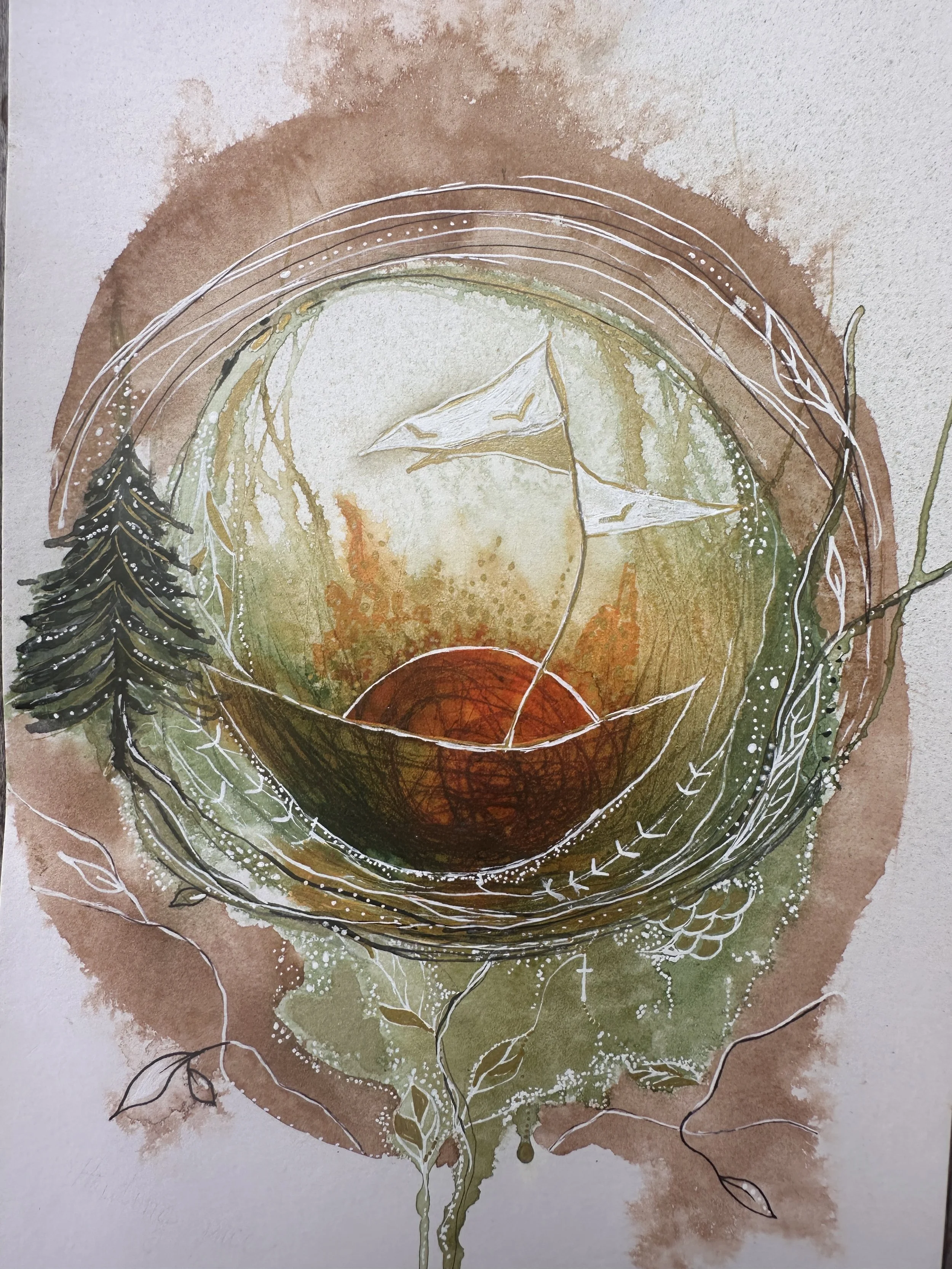 Holding Space -  Portal - Original Watercolor and Ink Intuitive Painting