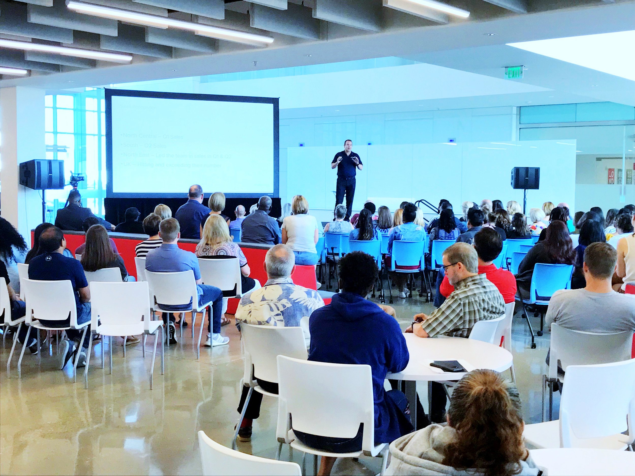 rented pro audio, laser and screen projector for staff meeting