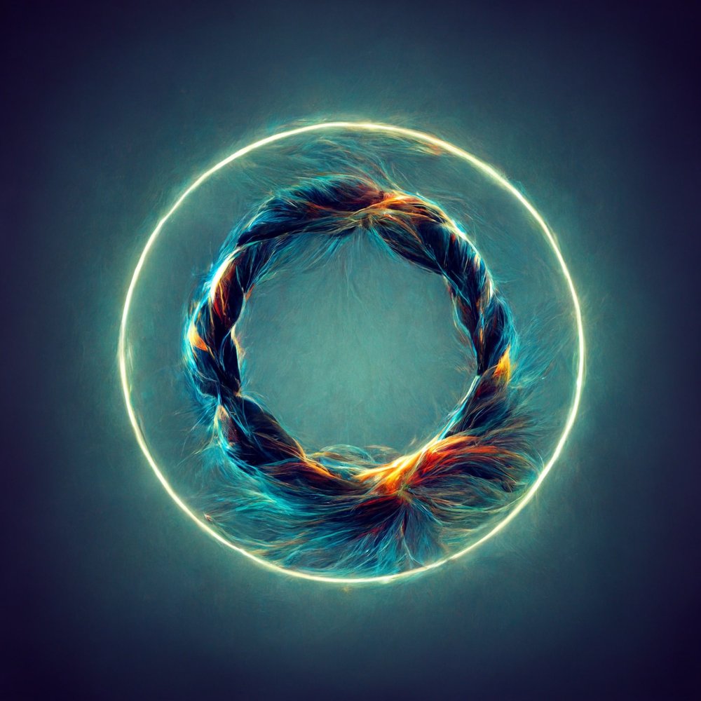An artistic circular representation of meta art generated by AI.
