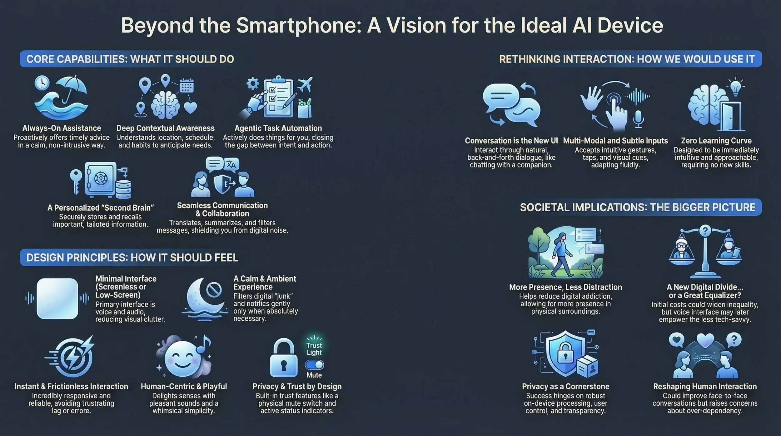 Infographic of the ideal AI device