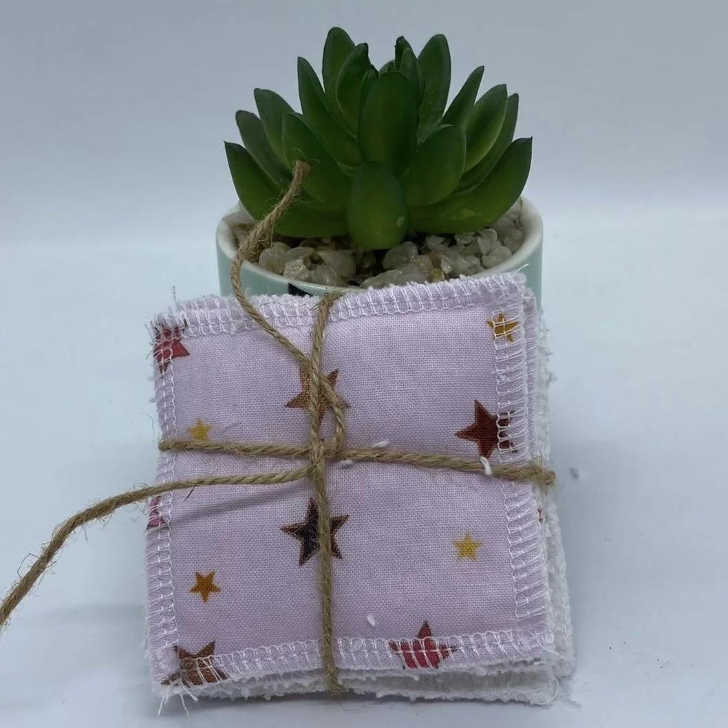 Pink Stars Handmade Reusable Makeup Remover Face Wipes Environmentally Friendly