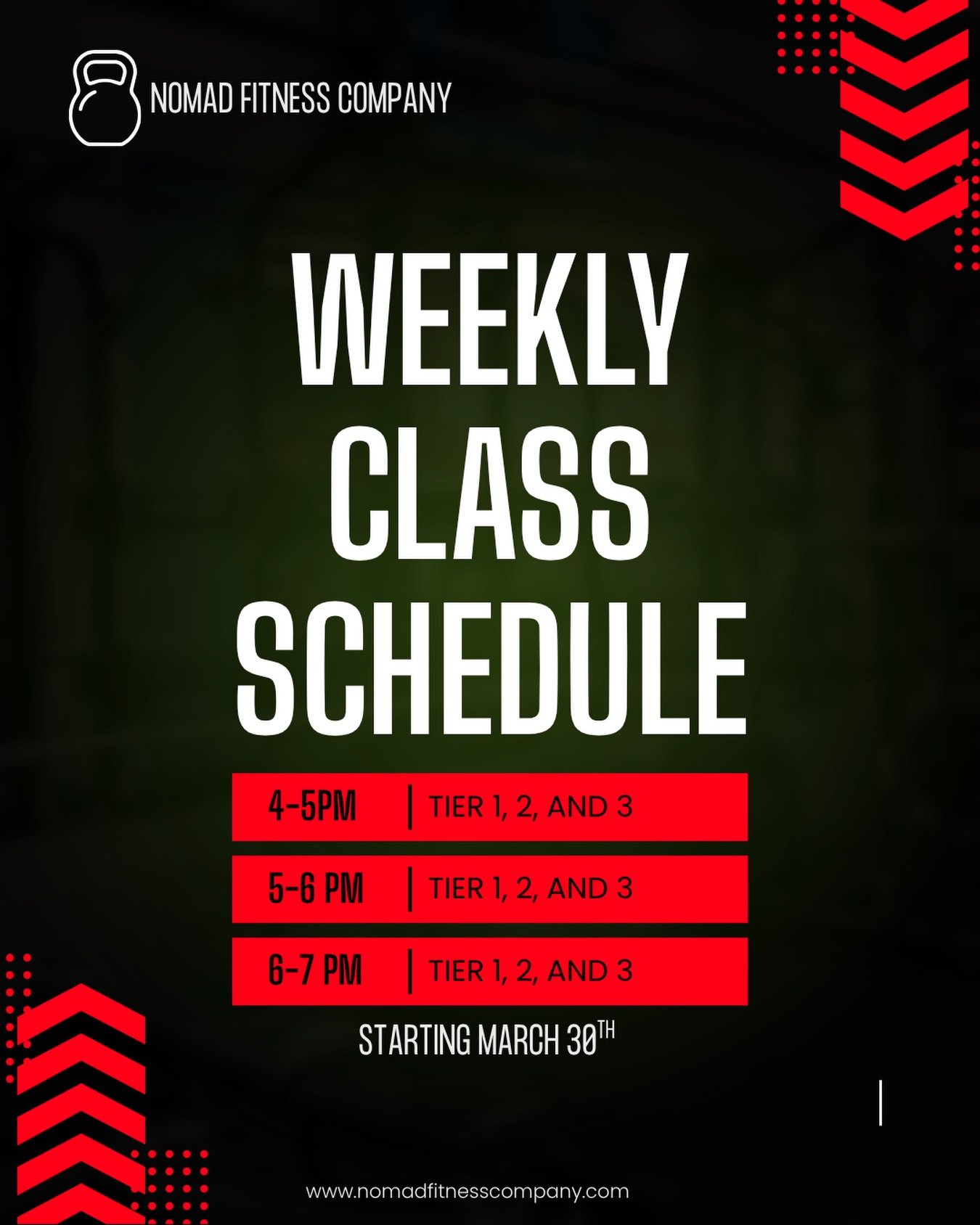 🚨 ALL CLASSES ARE NOW LIVE 🚨

We are officially running ALL Tier classes from 4&ndash;5pm, 5&ndash;6pm, and 6&ndash;7pm every day (Besides Weekends).

That means more options, better structure, and the ability to get your athlete in the right envir