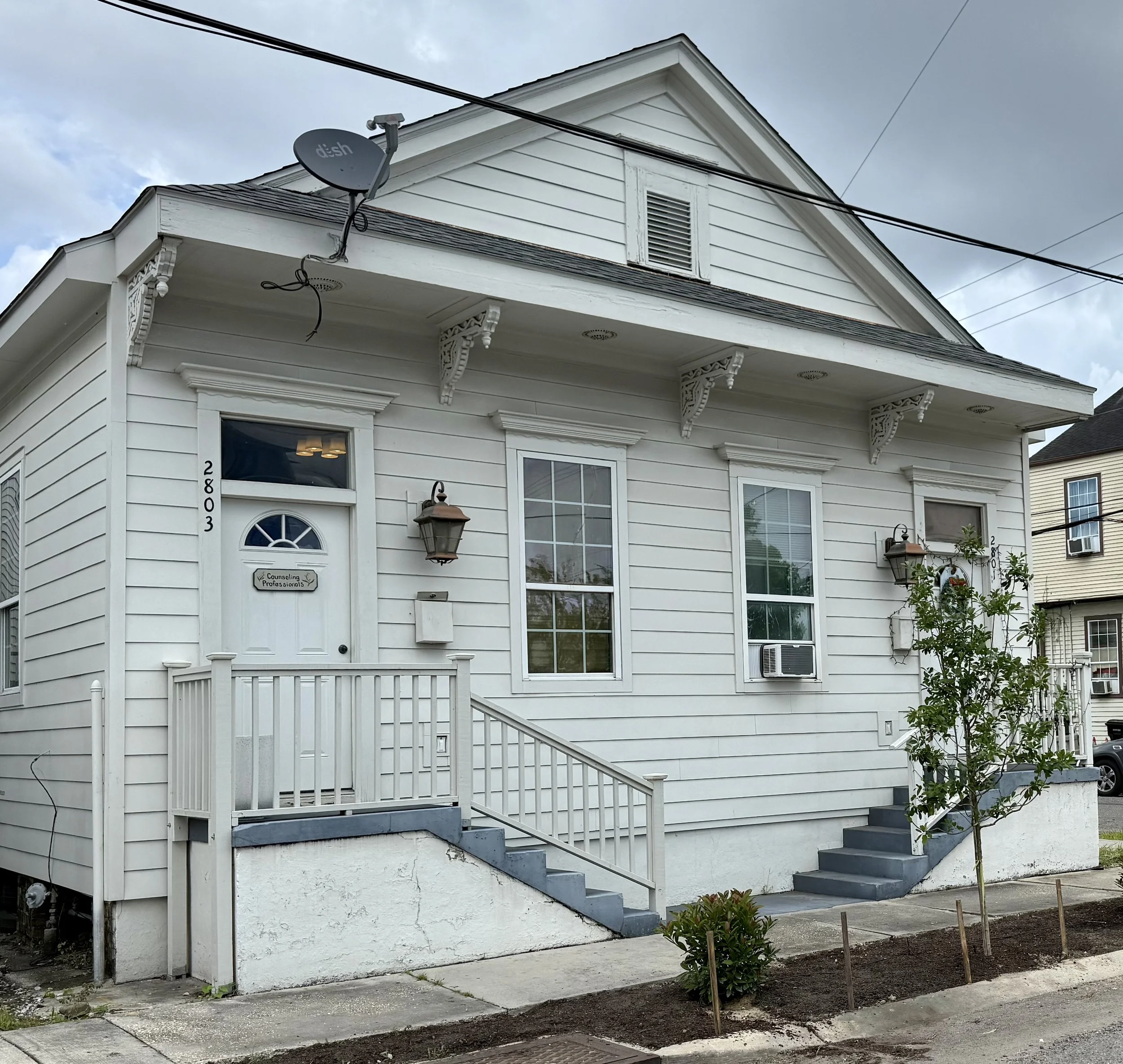exterior 2803 conti street front door white building office space for rent new orleans