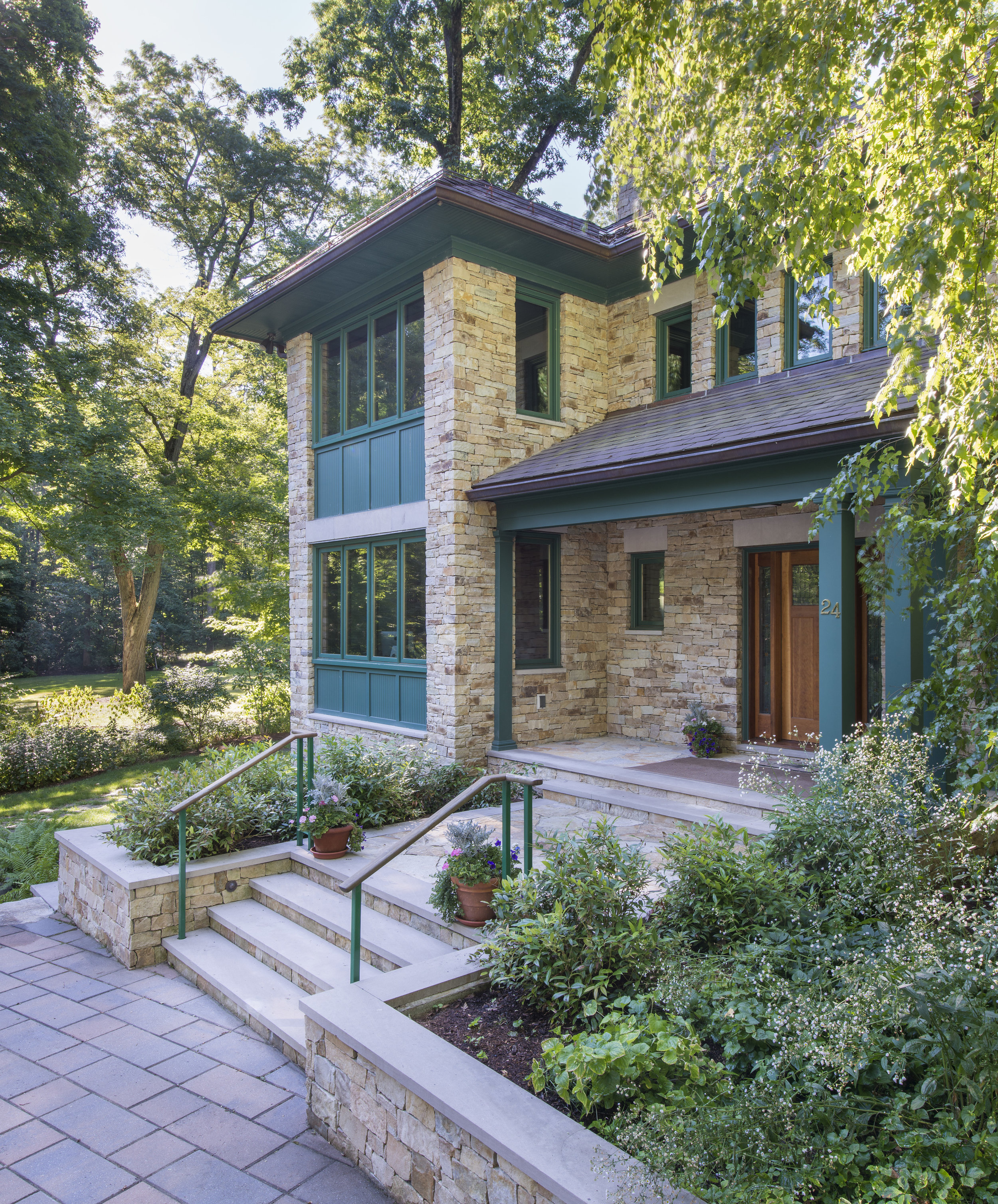 Stone entry porch