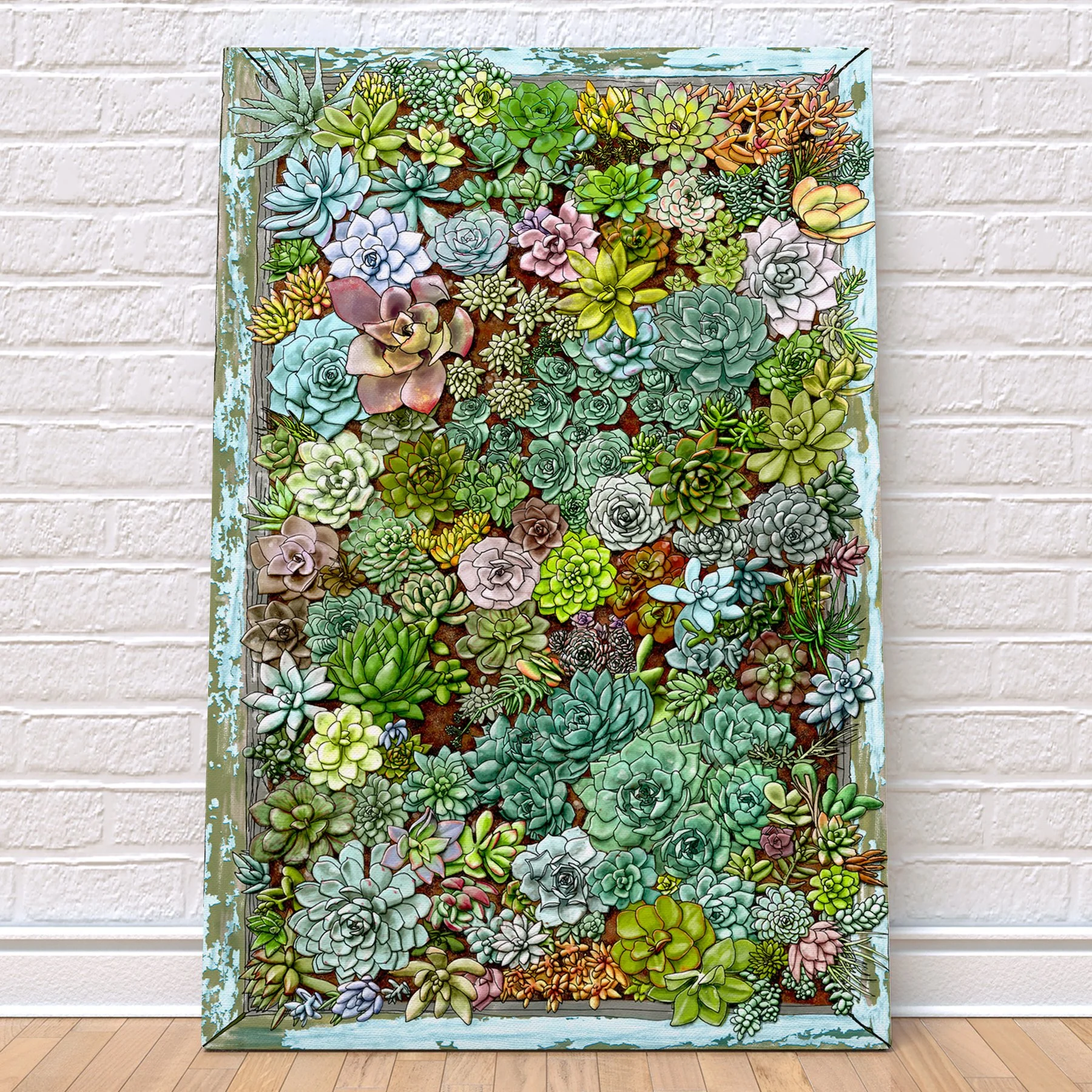 Succulent Wall: Vertical • Mixed Media Digital Illustration