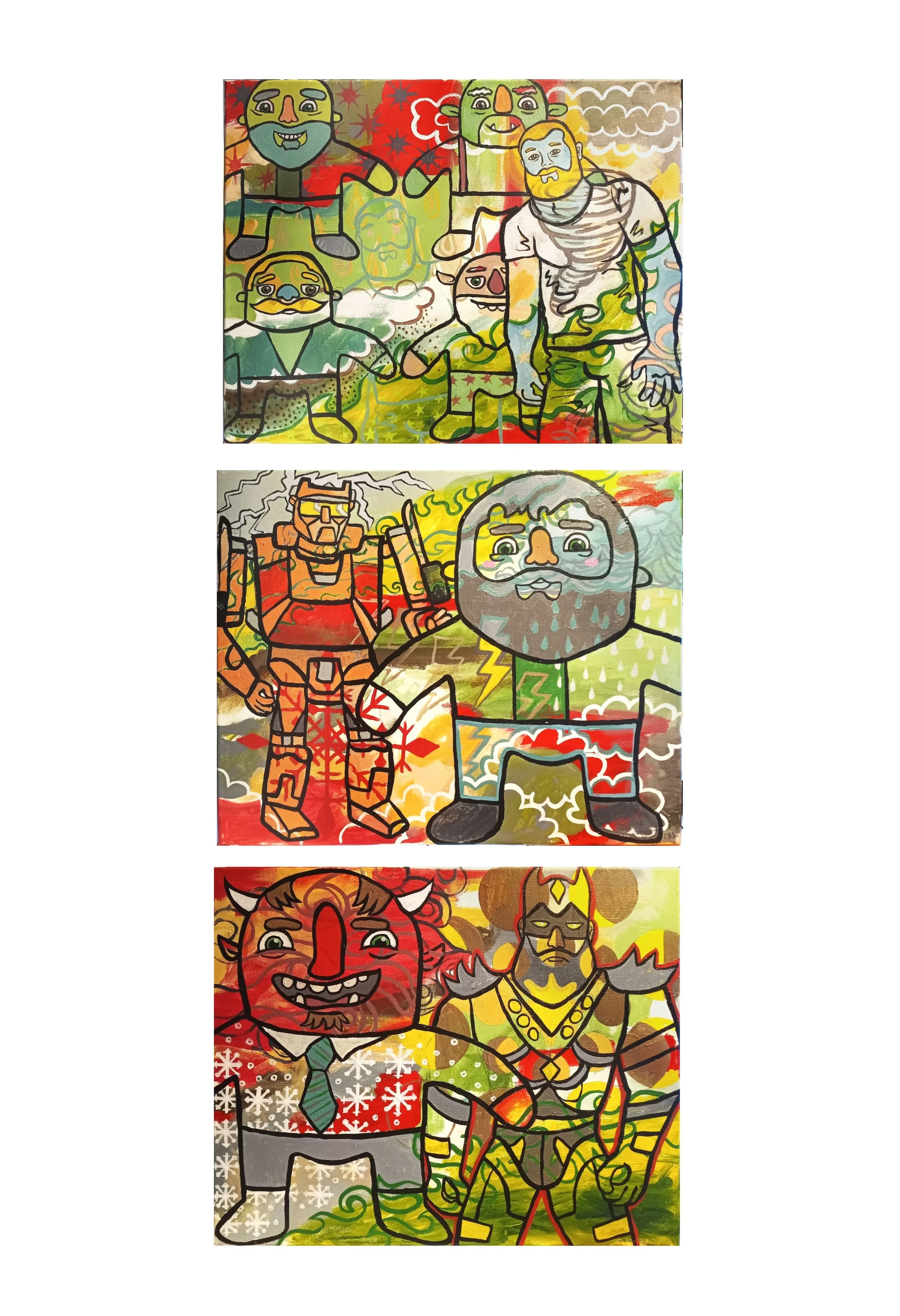 "No Matter The Whether" acrylic on 3 16x20 canvases