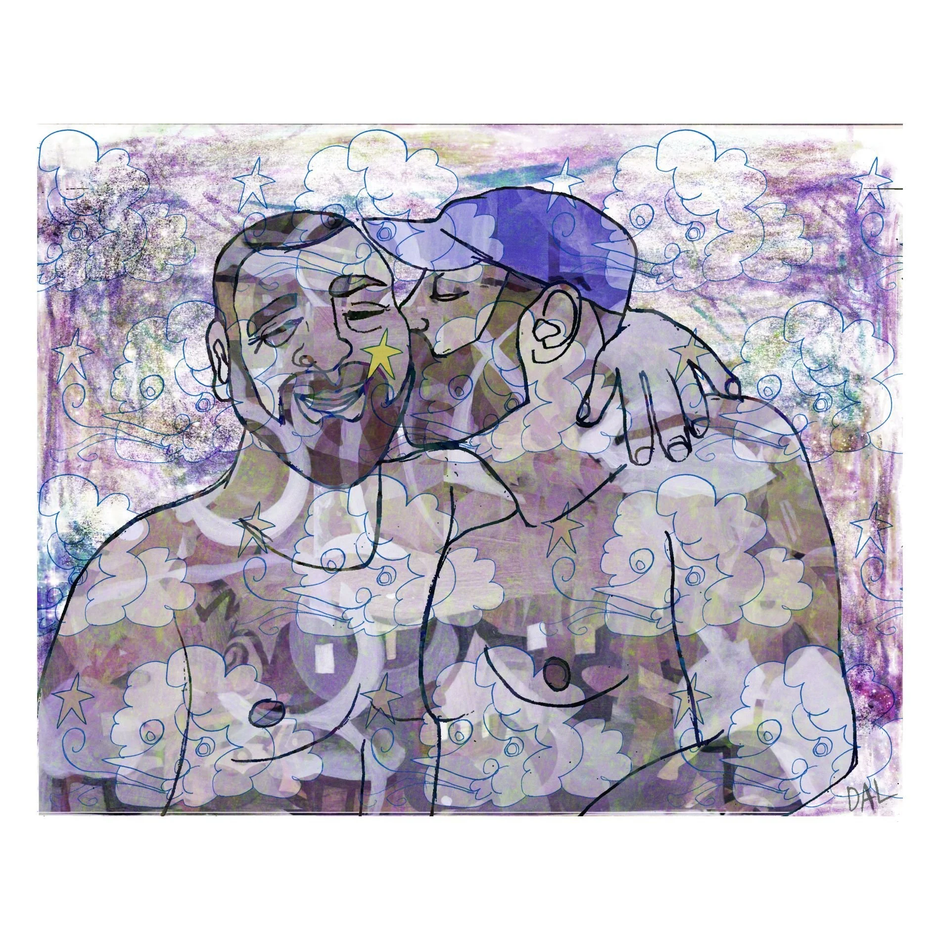 "Kisses on the Wind" digital collage. 2025