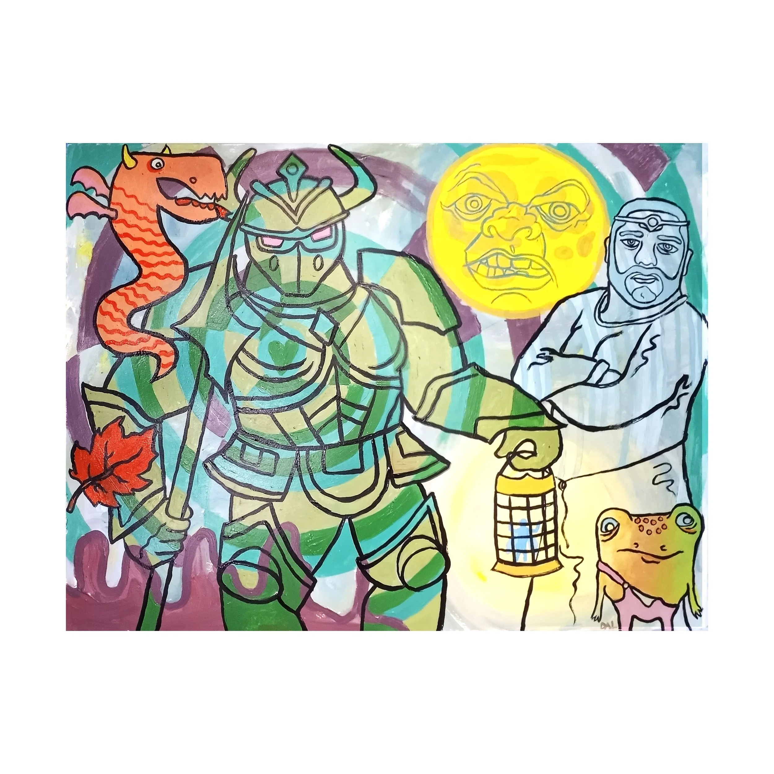 "Following a Peculiar Light" acrylic on paper, 18x 24, 2025