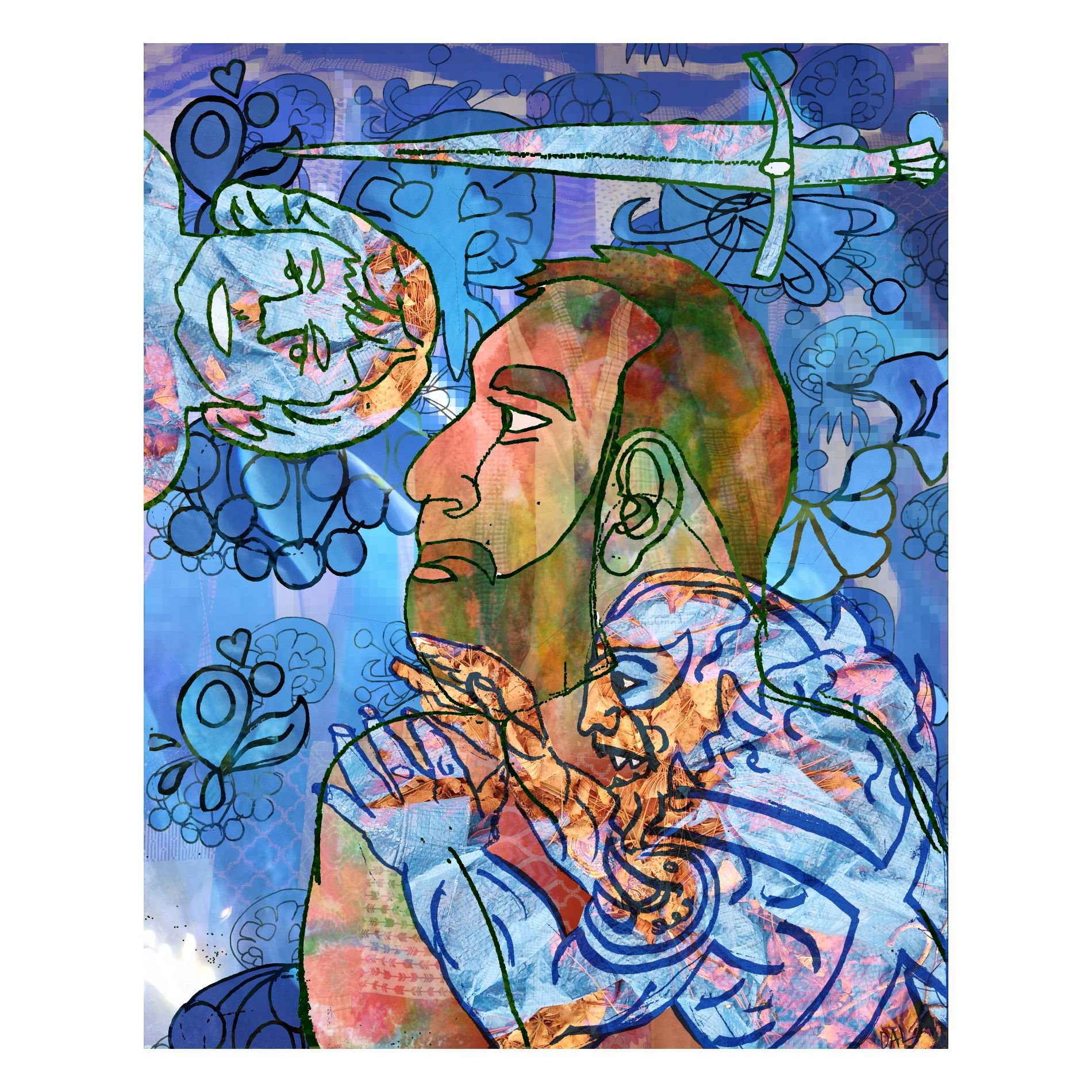 "Forces of Good and Evil"  digital collage. 2025