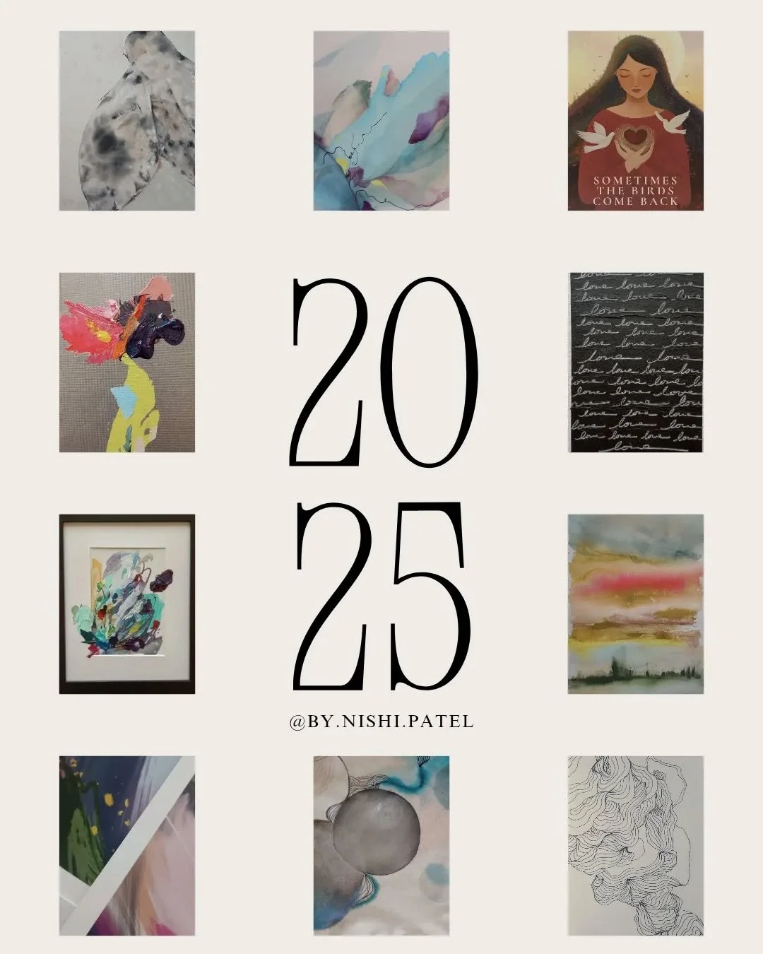 Here&rsquo;s a roundup of my 2025 artwork.&nbsp; It&rsquo;s a bunch of small works, a poetry book, and a lot of experimentation!&nbsp; I explored with watercolors, inks, gel medium, collage, cold wax, and oils.  The trial and error often goes unseen,