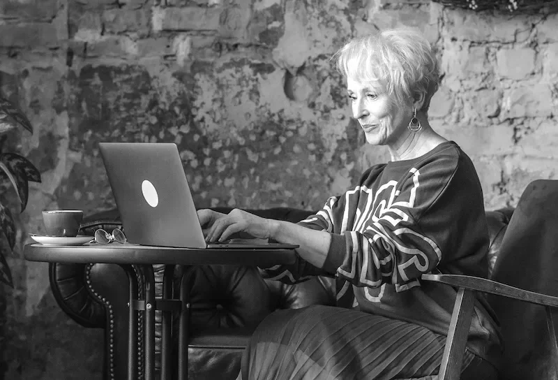 woman using laptop